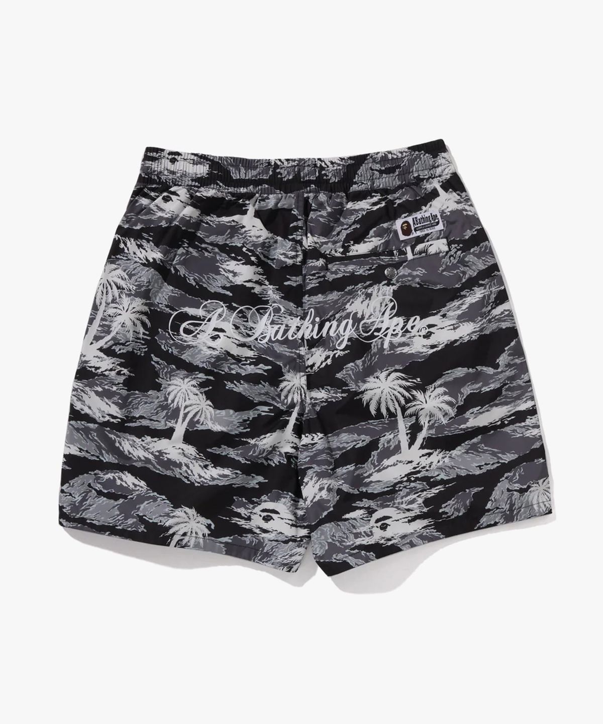 베이프(BAPE) 팜 트리 카모 릴랙스드 핏 비치 쇼츠(M) BLACK