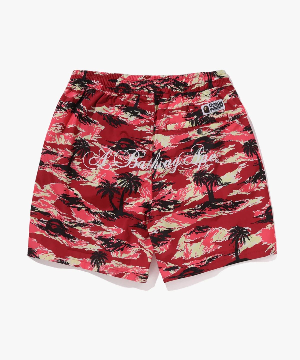베이프(BAPE) 팜 트리 카모 릴렉스드 핏 비치 쇼츠(M) RED
