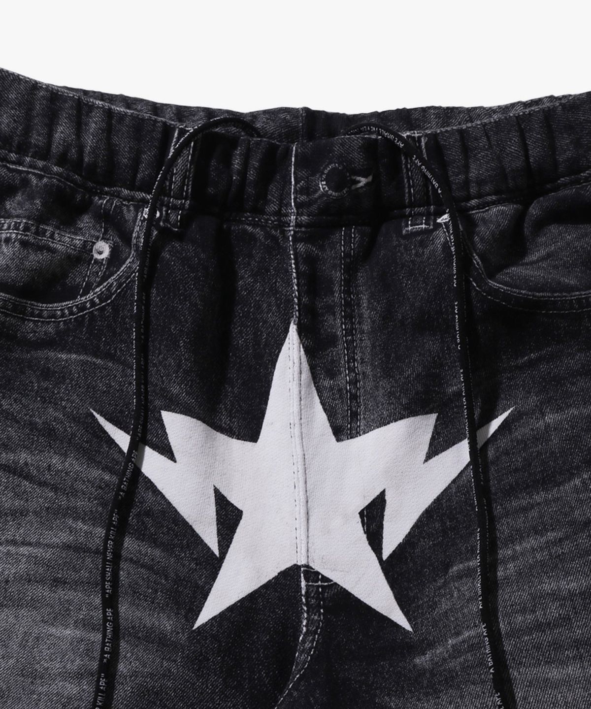 베이프(BAPE) 페이크 프린트 릴렉스드 핏 스웨트 쇼츠(M) BLACK