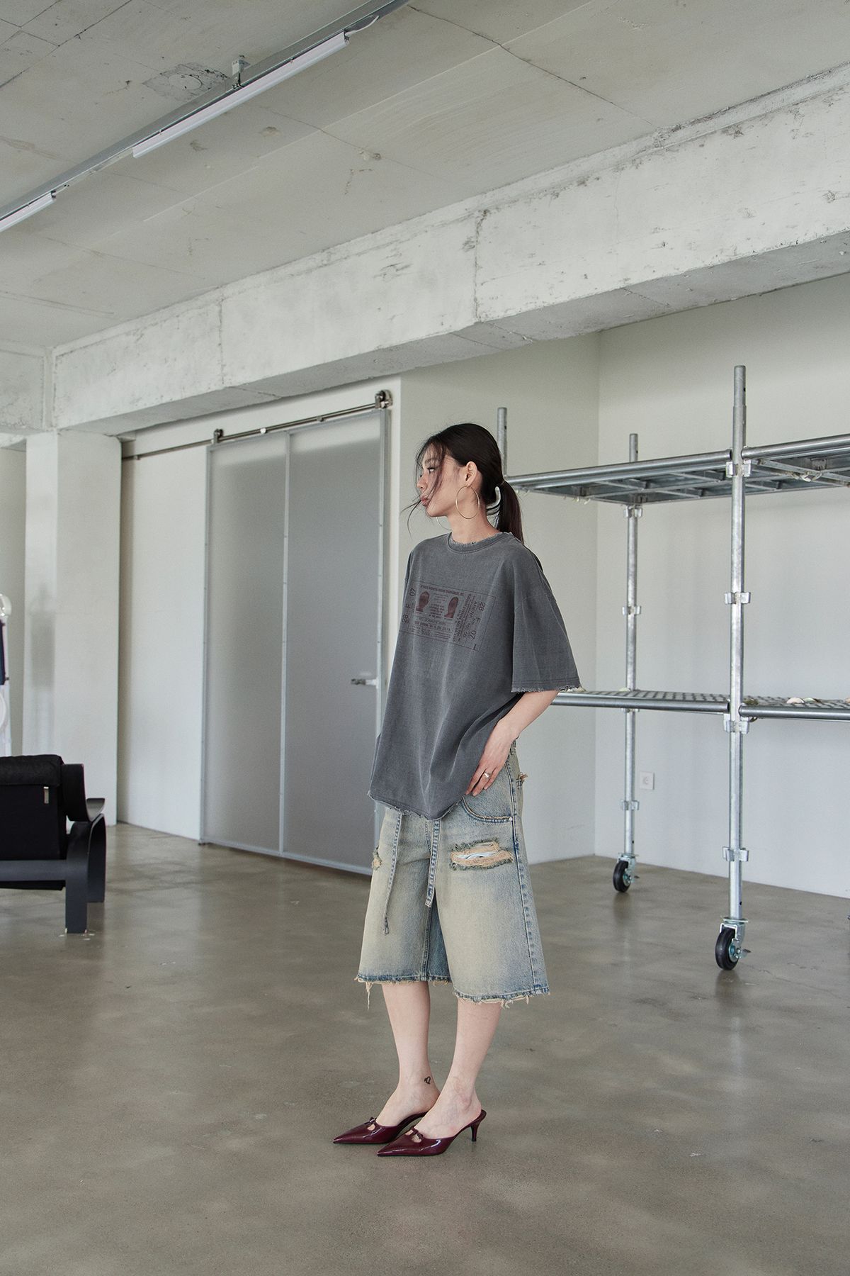 노 엑스트라 터치(NO EXTRA TOUCH) Old Boxing Ticket T-shirts (Vintage Charcoal) / 25SMTS001CH