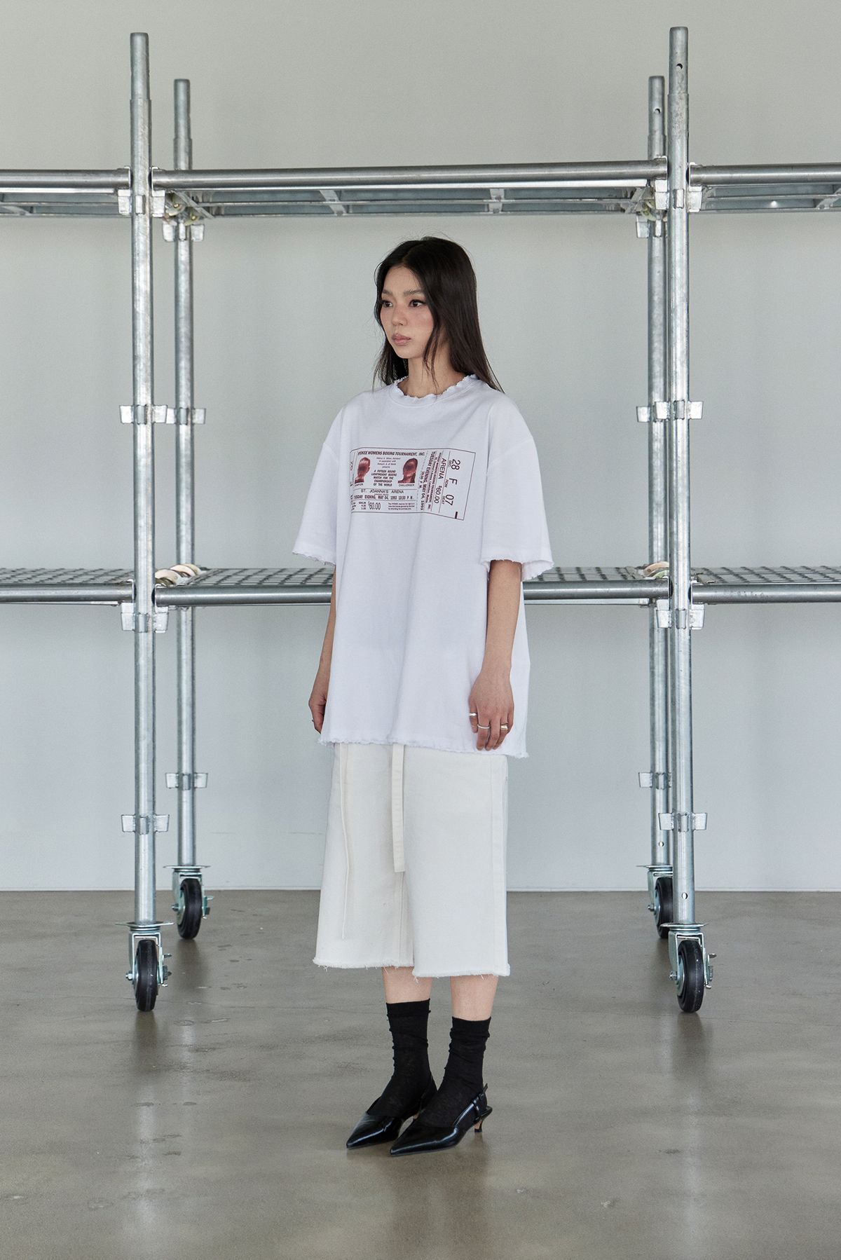 노 엑스트라 터치(NO EXTRA TOUCH) Old Boxing Ticket T-shirts (White) / 25SMTS001WH