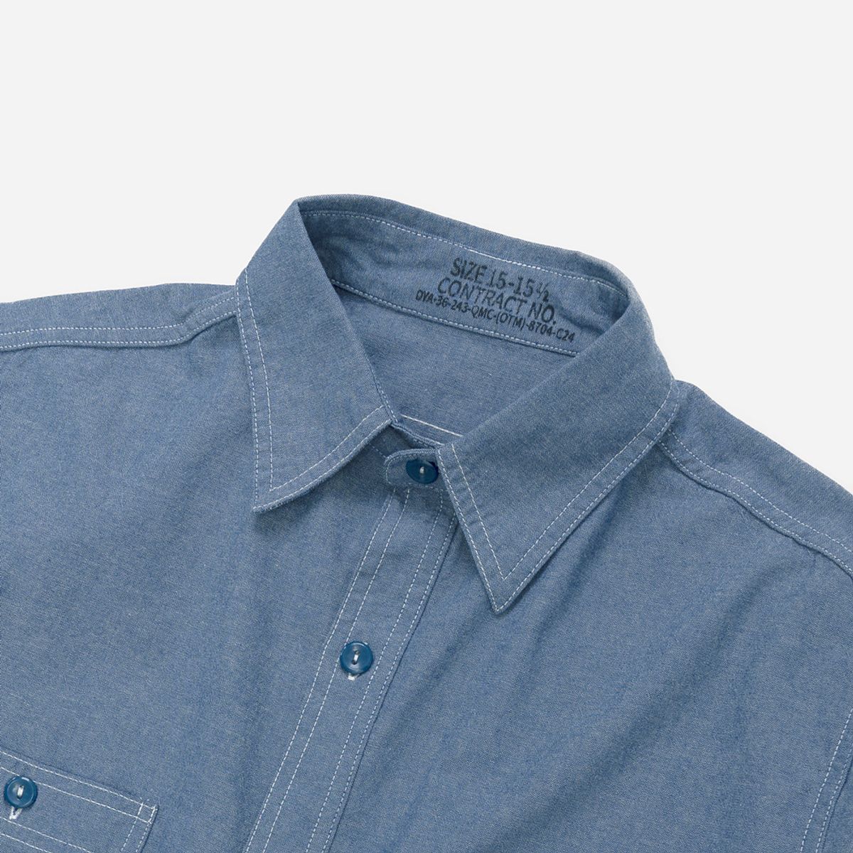 와이엠씨엘케이와이(YMCL KY) US Type Chambray Shirt (50s Model) Short Sleeve - Blue