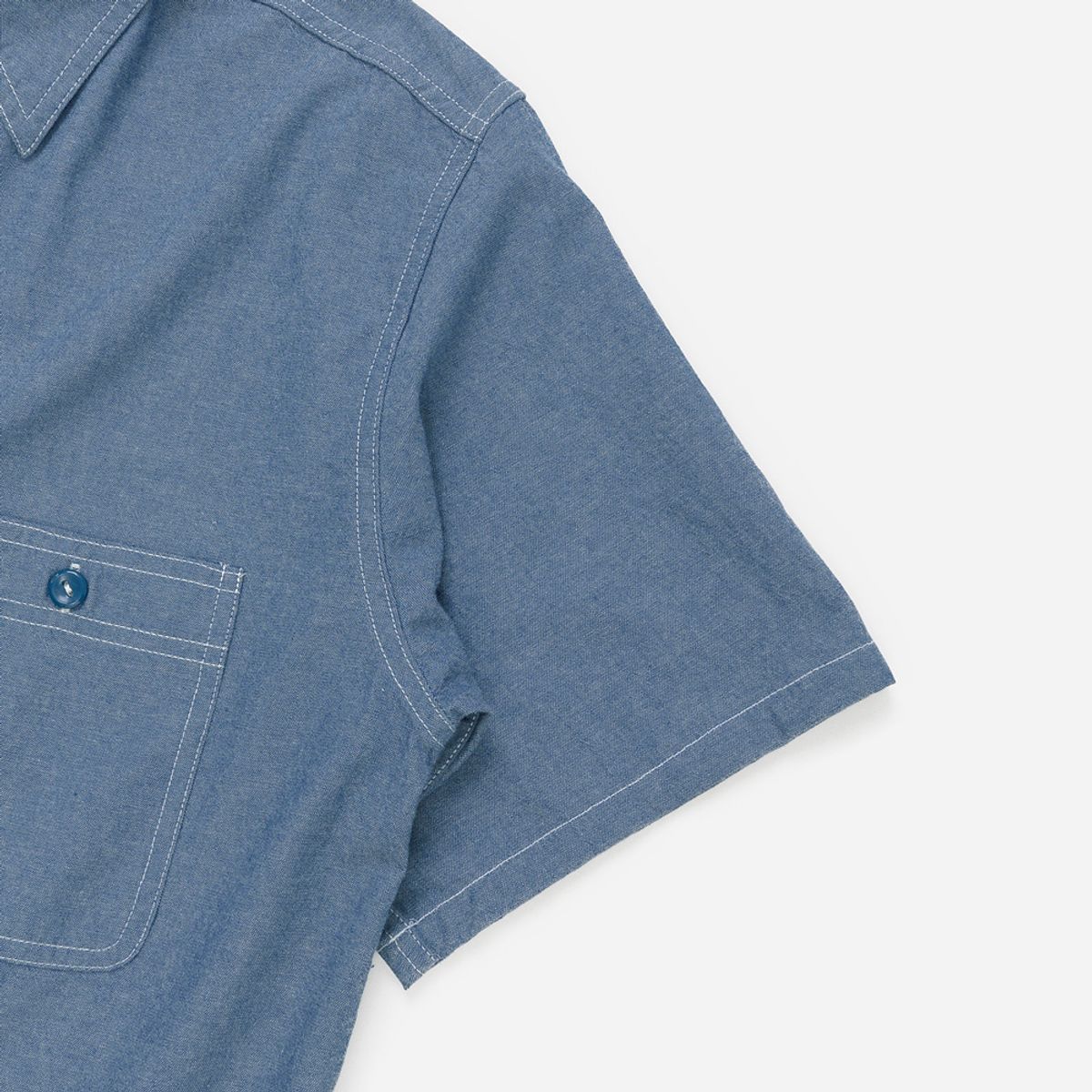 와이엠씨엘케이와이(YMCL KY) US Type Chambray Shirt (50s Model) Short Sleeve - Blue