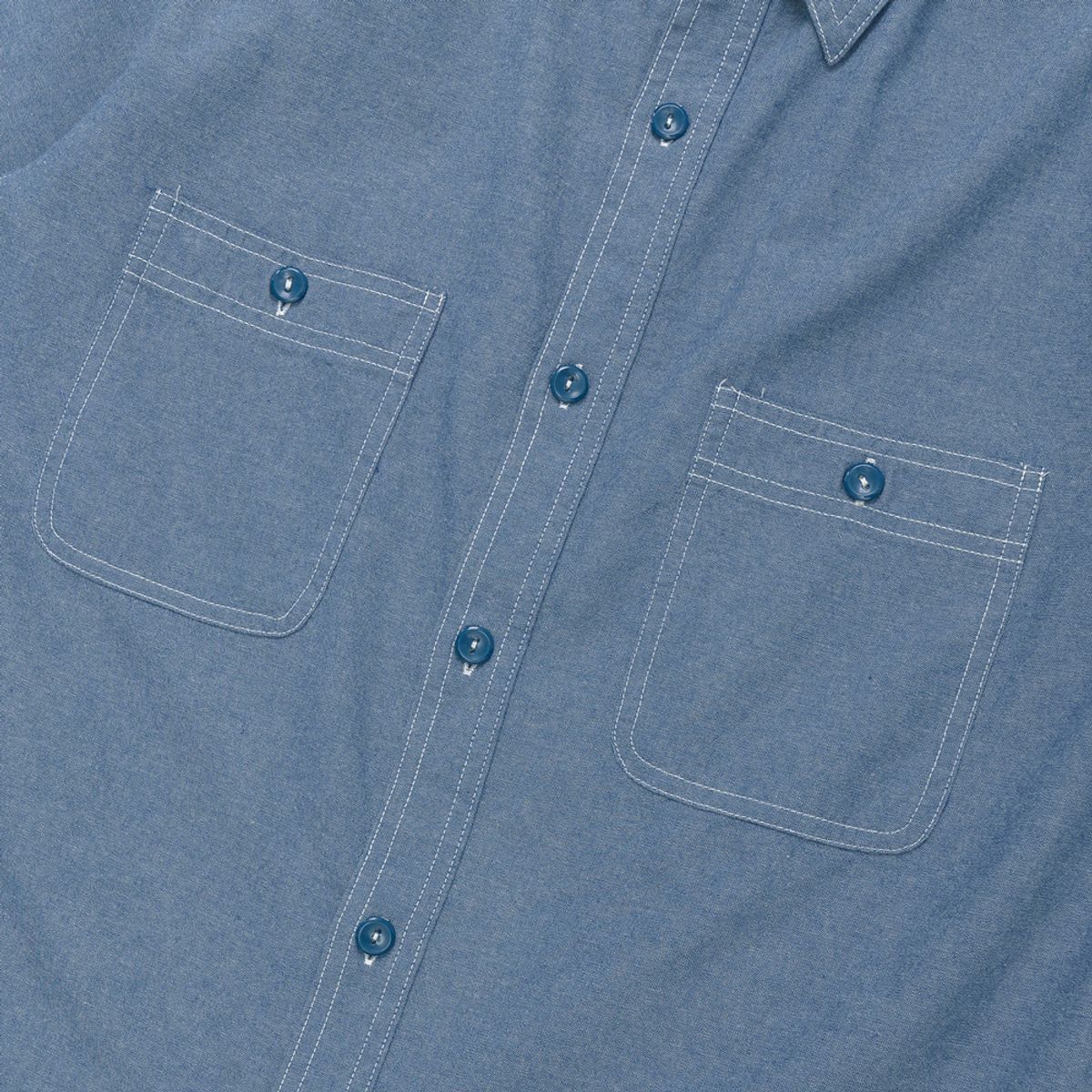 와이엠씨엘케이와이(YMCL KY) US Type Chambray Shirt (50s Model) Short Sleeve - Blue