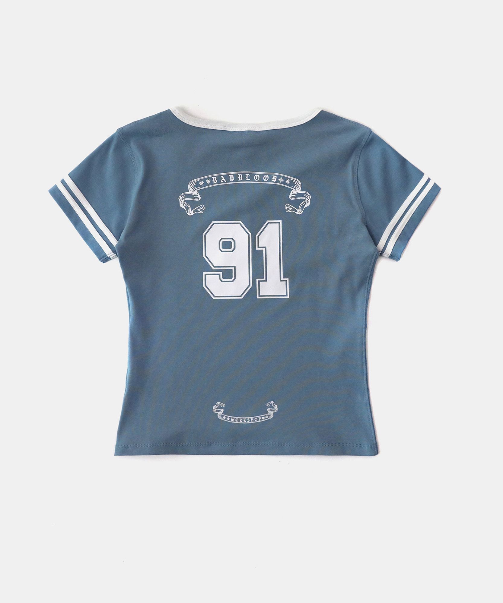 ★BADBLOOD★ 91 V-neck Jersey T-shirt Light Blue Badblood 91 V-Neck Jersey T-Shirt - Light Blue – BBGSHOPHK
