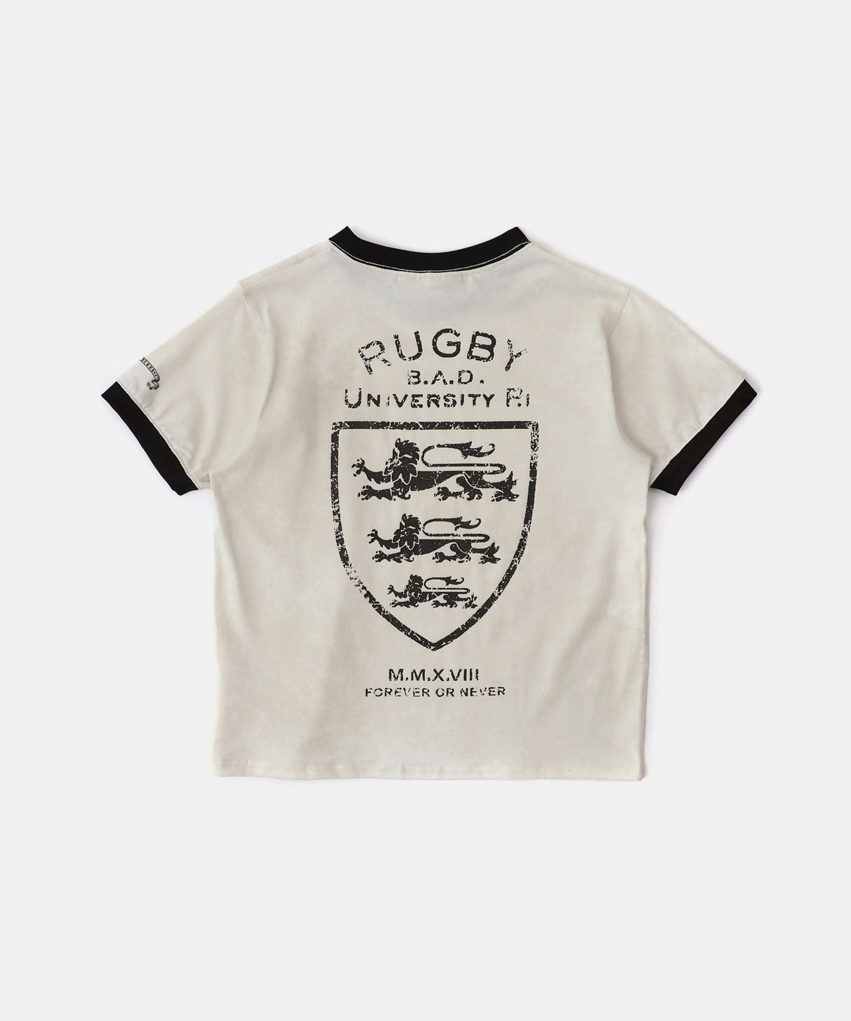 【BADBLOOD】Workshop Shield Print Ringer T-Shirt - Cream MUSINSA | BADBLOOD Mystic Shield Print Ringer T-Shirt - Cream
