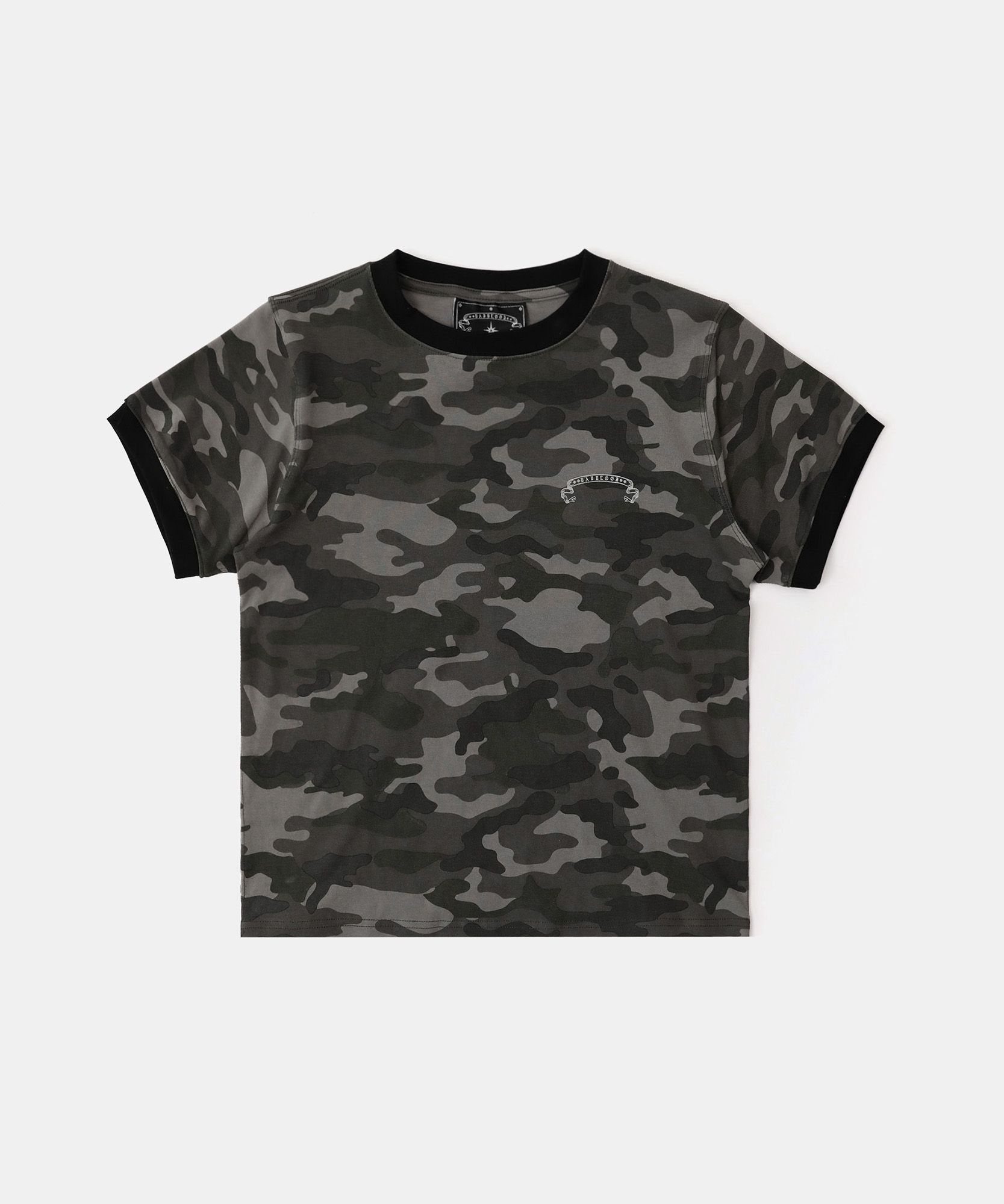 【BADBLOOD】Cosmo Reflective Ringer T-Shirt ★男女共用★ MUSINSA | BADBLOOD Cosmo Reflective Ringer T-Shirt - Black Camo