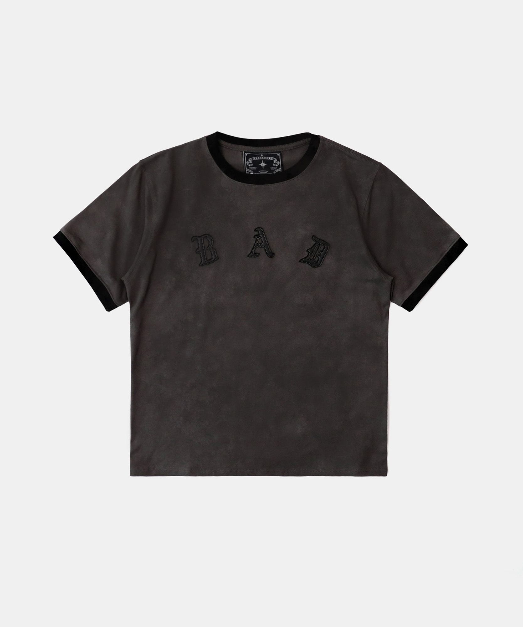 MUSINSA公式 | BADBLOOD Cosmo Bad Patch Ringer T-Shirt - Charcoal