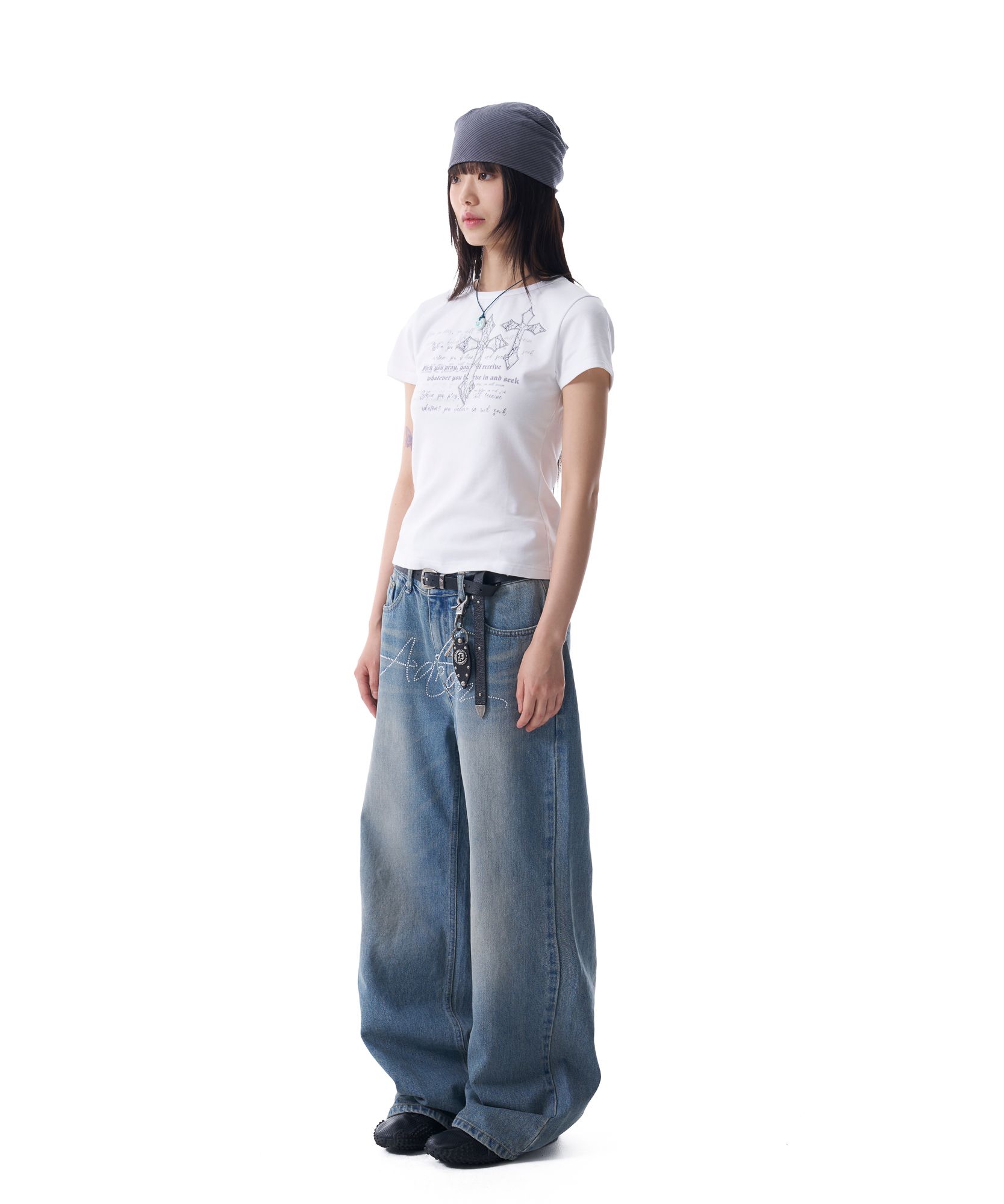 【AAKAM】RHINESTONE WASHED DENIM PANTS MUSINSA | AAKAM Rhinestone Washed Denim Pants (Blue)