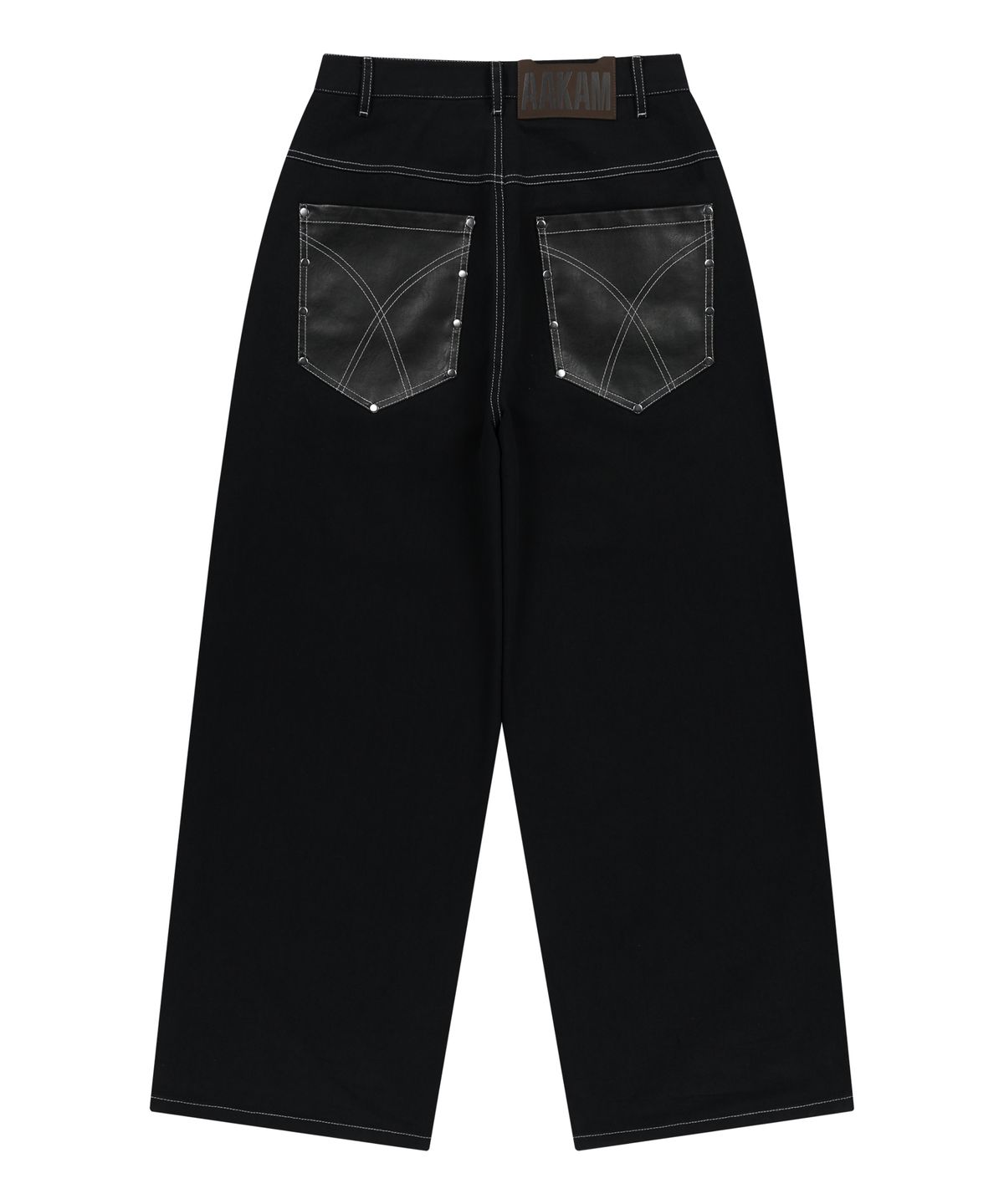 아캄(AAKAM) Leather Mixed Cotton Pants (Black)