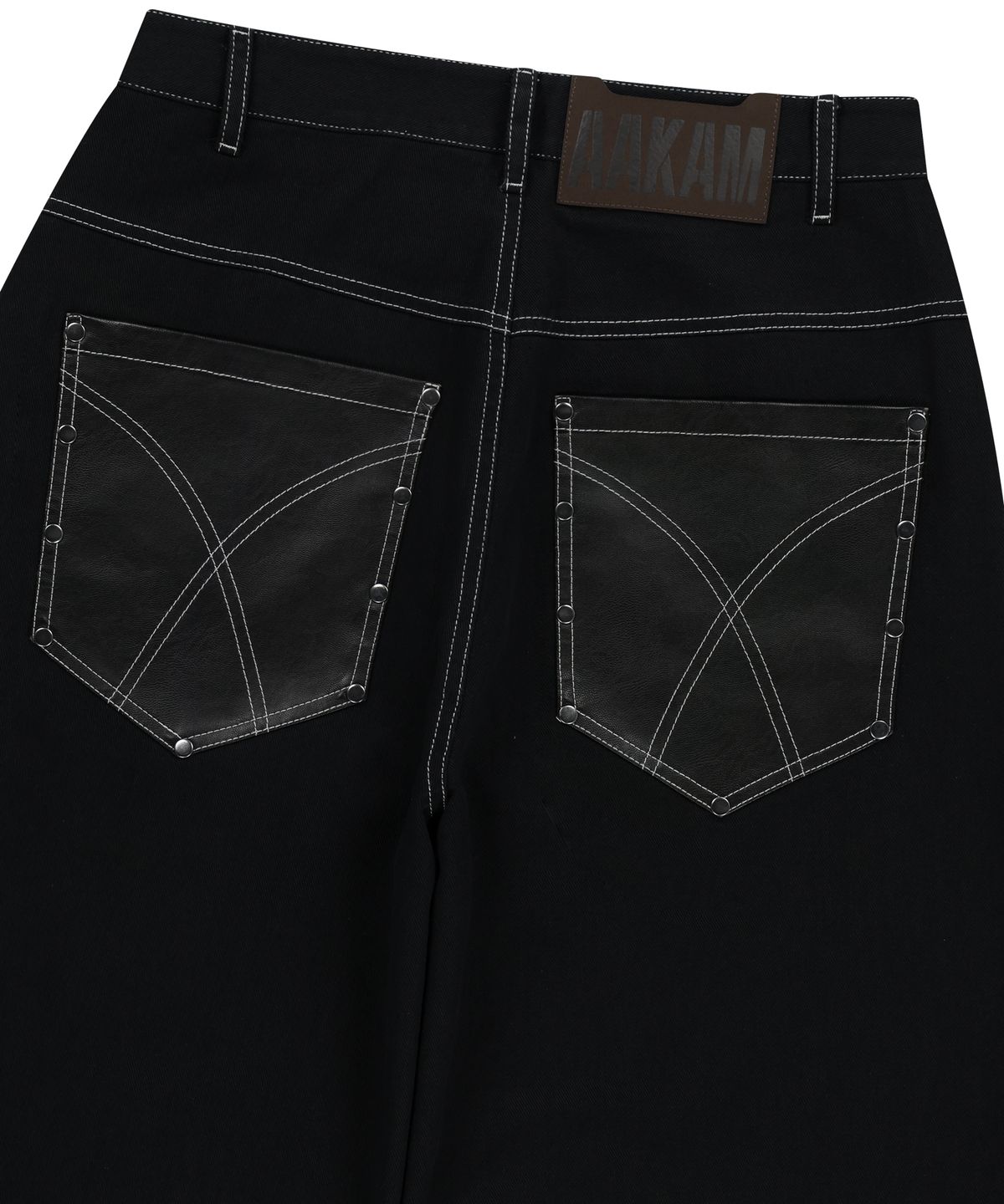 아캄(AAKAM) Leather Mixed Cotton Pants (Black)