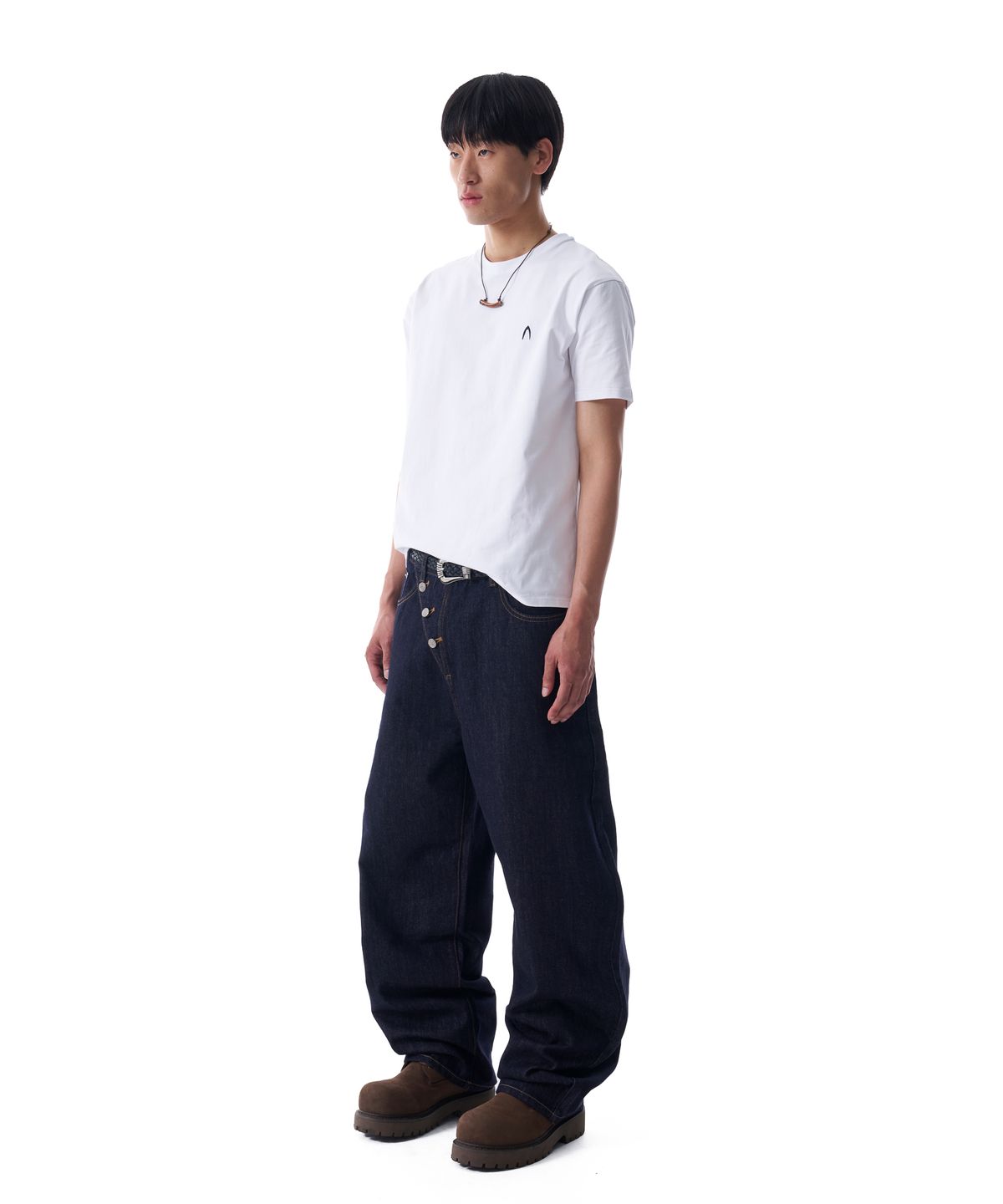아캄(AAKAM) Waist Contrast Denim Pants (Black)