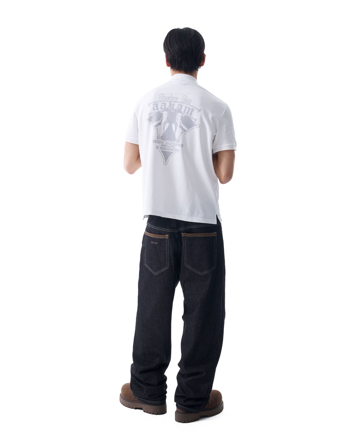 아캄(AAKAM) Waist Contrast Denim Pants (Black)