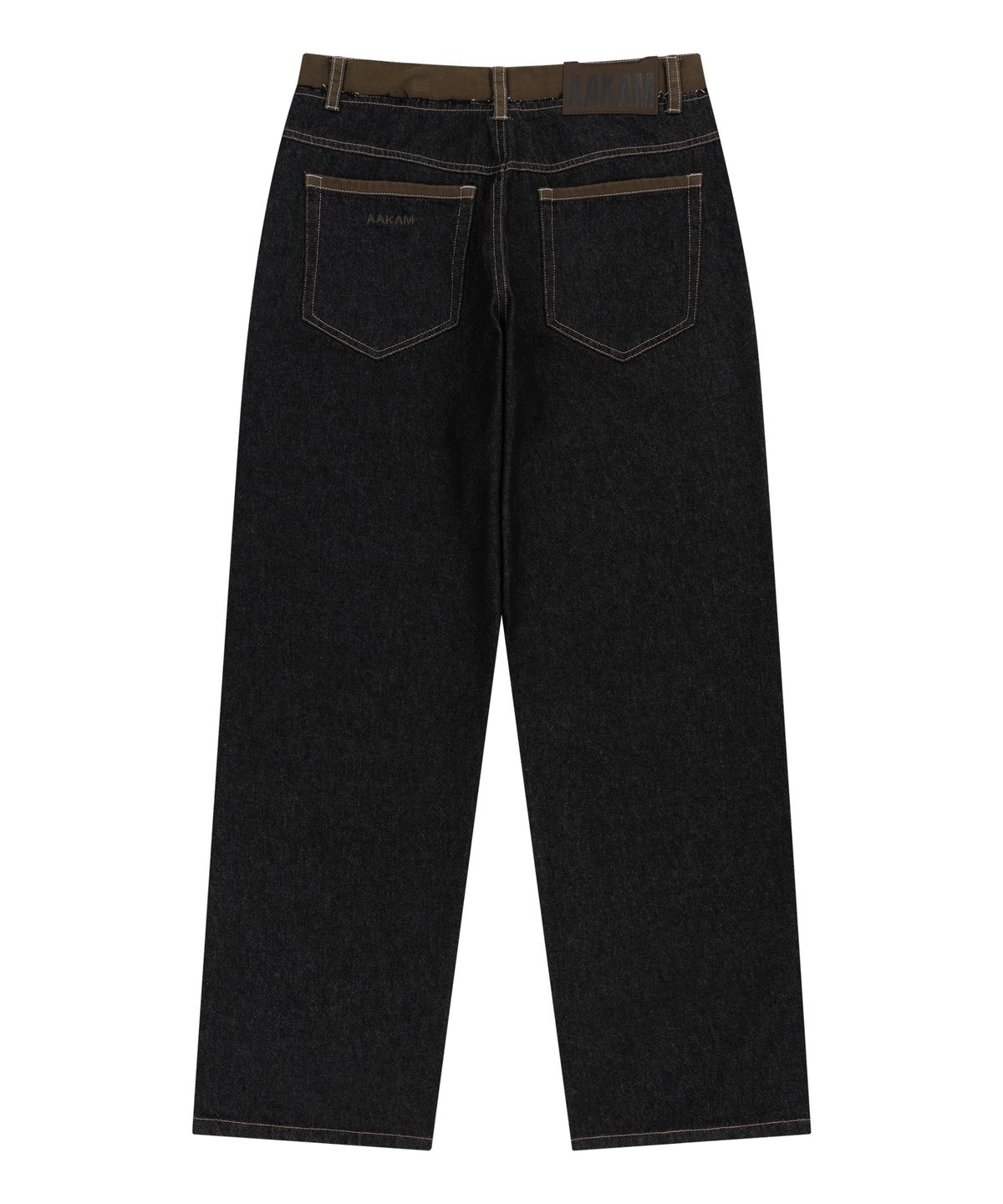 아캄(AAKAM) Waist Contrast Denim Pants (Black)