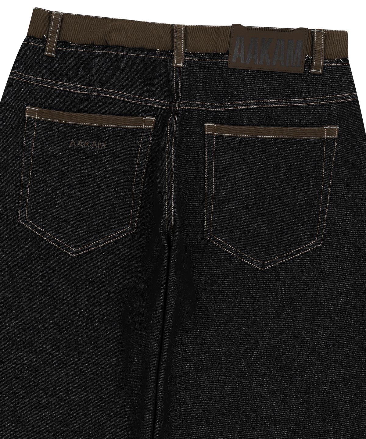 아캄(AAKAM) Waist Contrast Denim Pants (Black)