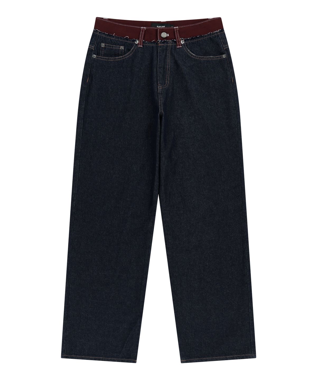 아캄(AAKAM) Waist Contrast Denim Pants (Dark Blue)