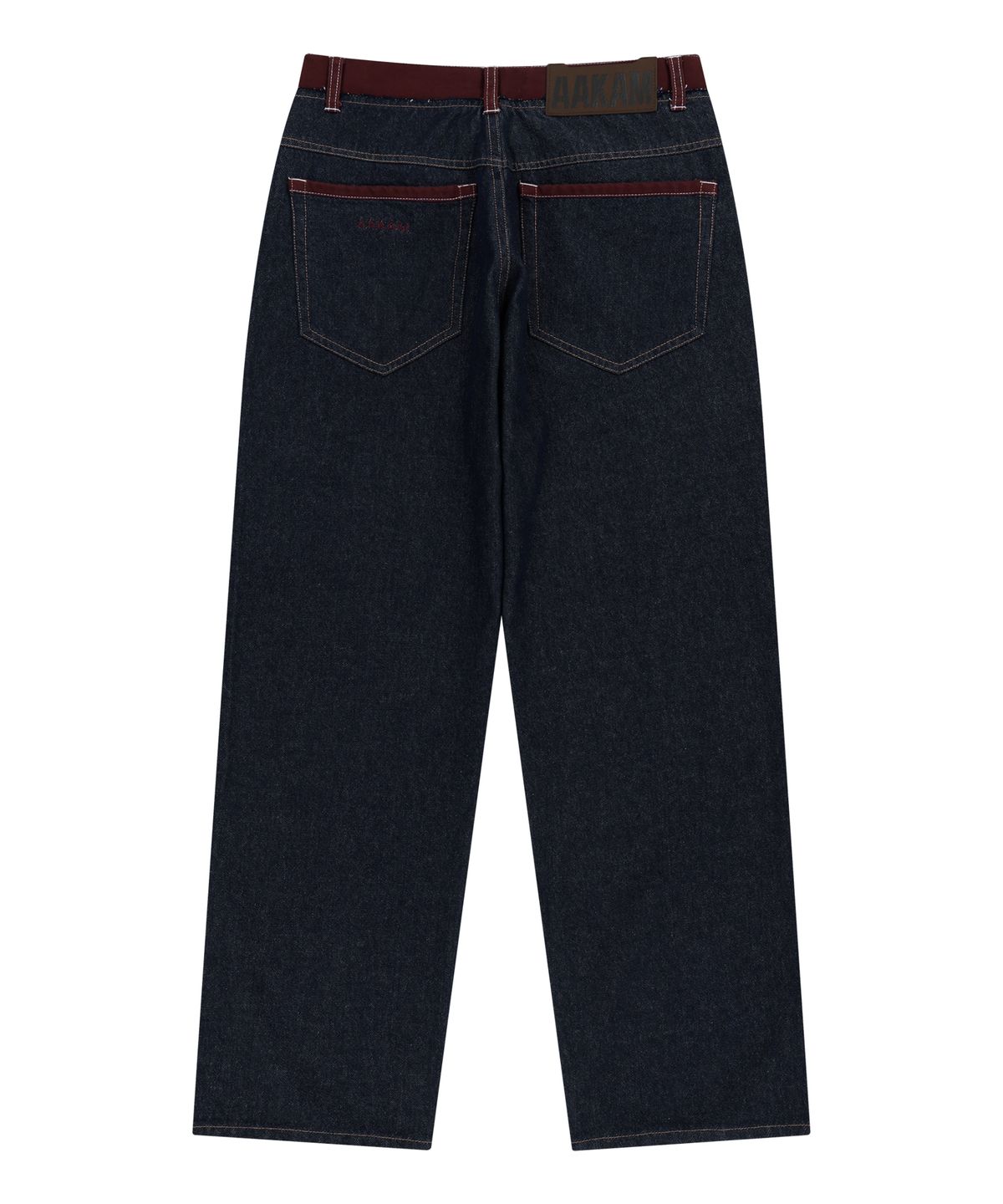 아캄(AAKAM) Waist Contrast Denim Pants (Dark Blue)