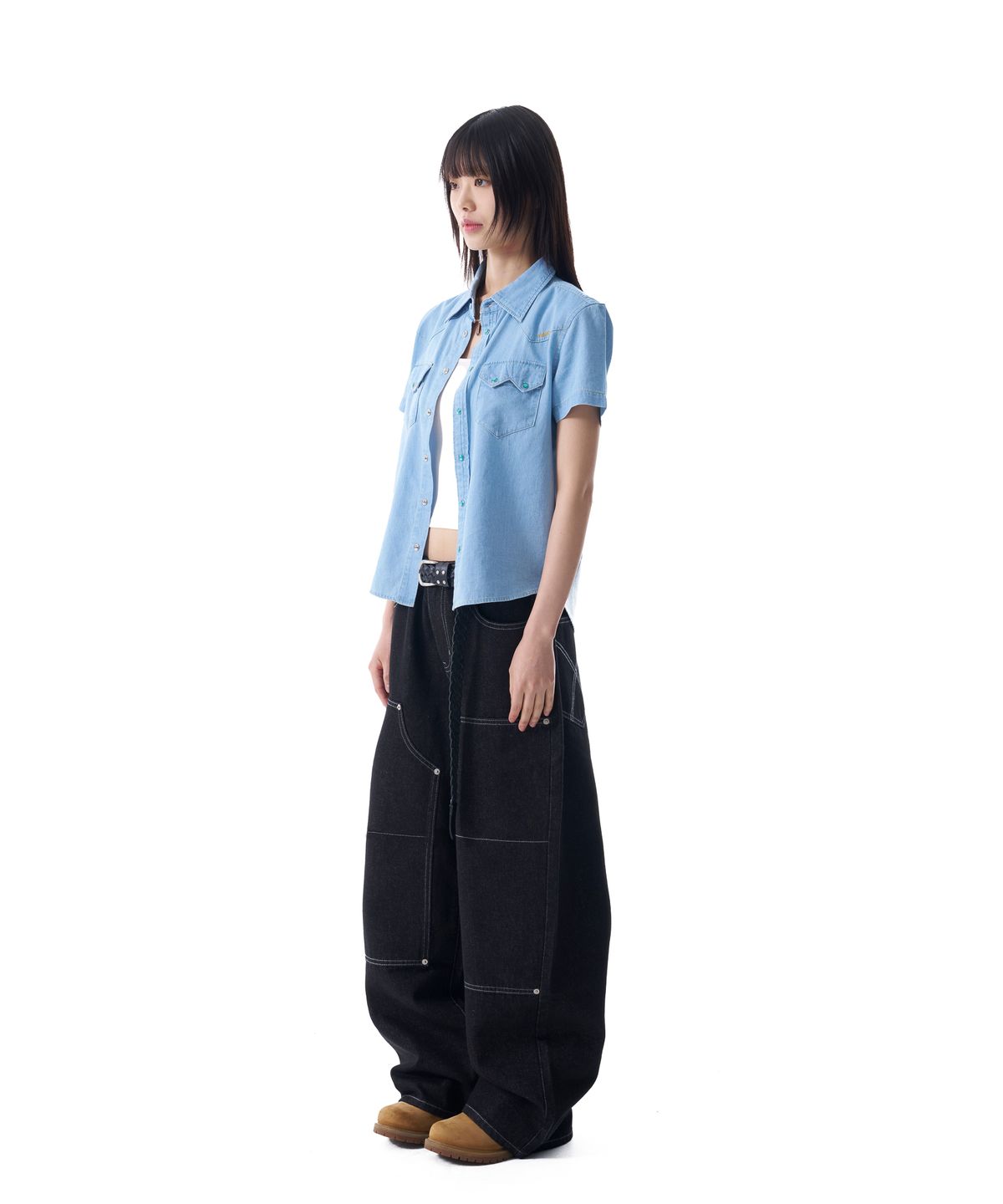 아캄(AAKAM) Double Knee Denim Pants (Black)