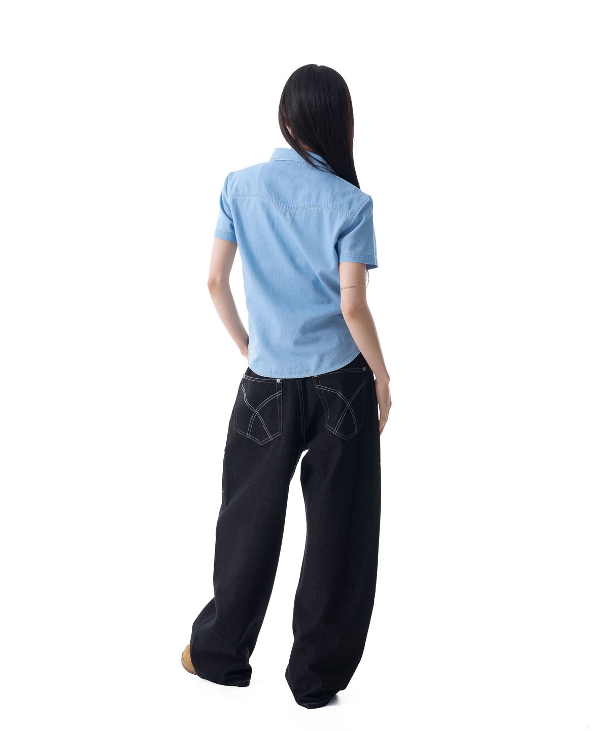 아캄(AAKAM) Double Knee Denim Pants (Black)