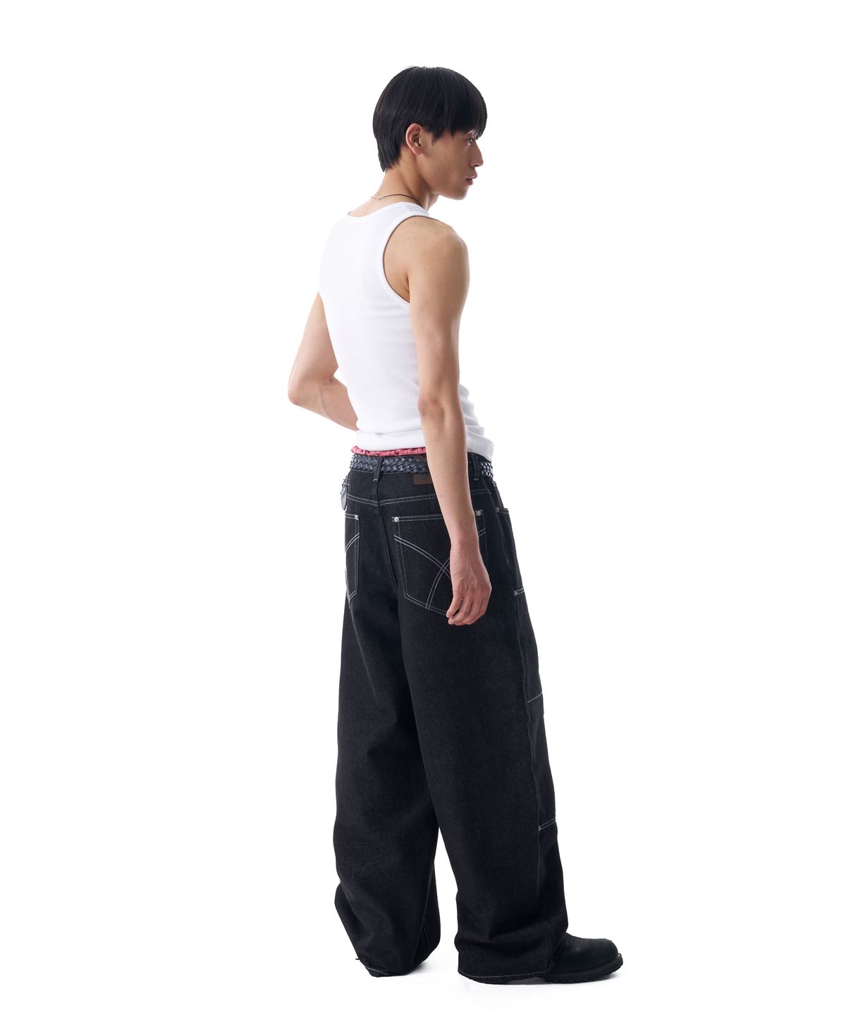 아캄(AAKAM) Double Knee Denim Pants (Black)