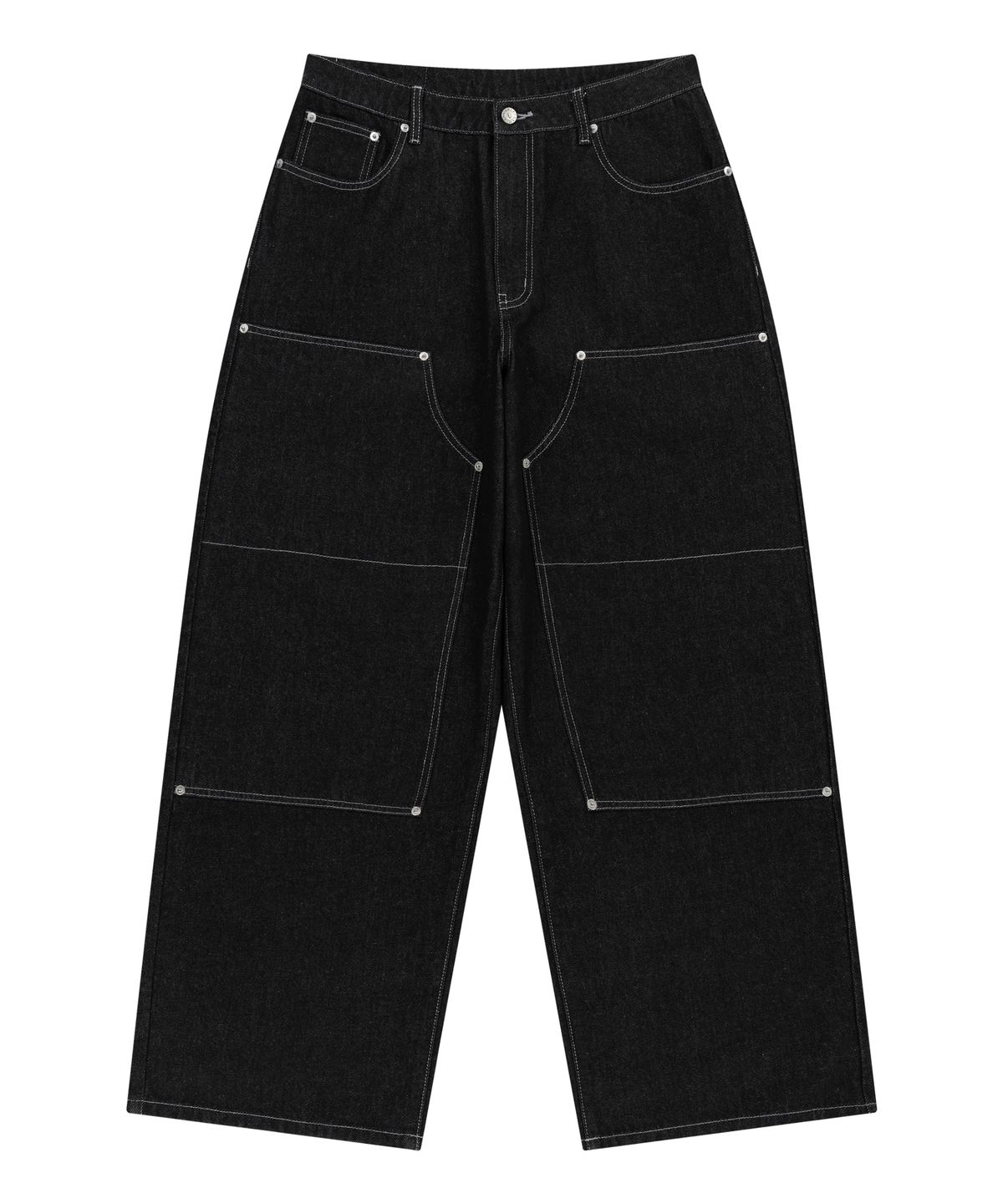 아캄(AAKAM) Double Knee Denim Pants (Black)