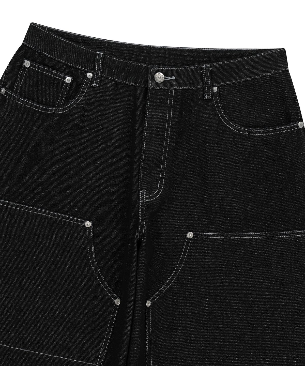 아캄(AAKAM) Double Knee Denim Pants (Black)
