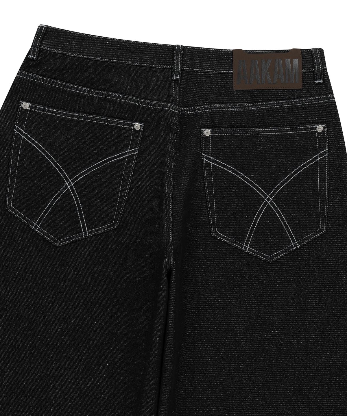아캄(AAKAM) Double Knee Denim Pants (Black)
