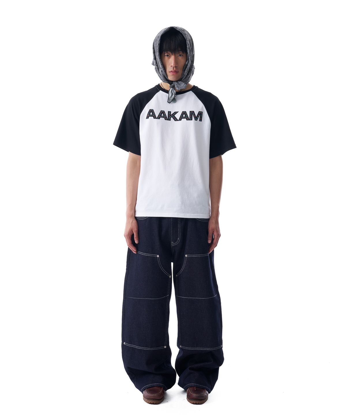 아캄(AAKAM) Double Knee Denim Pants (Dark Blue)