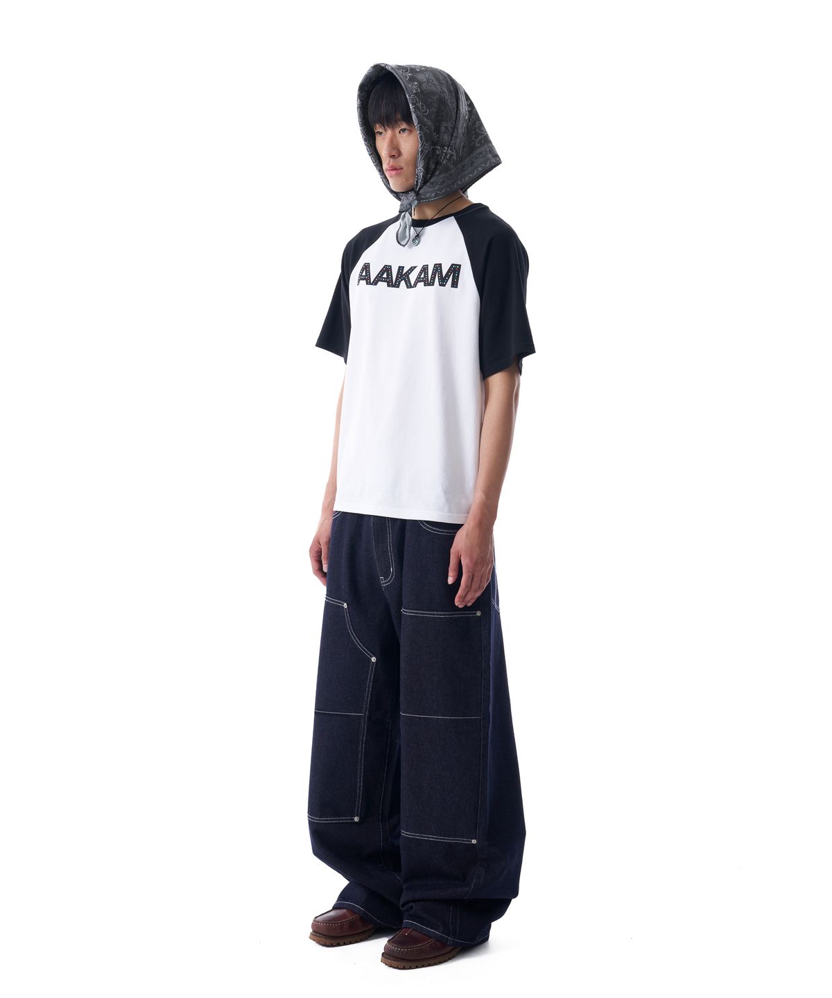 아캄(AAKAM) Double Knee Denim Pants (Dark Blue)