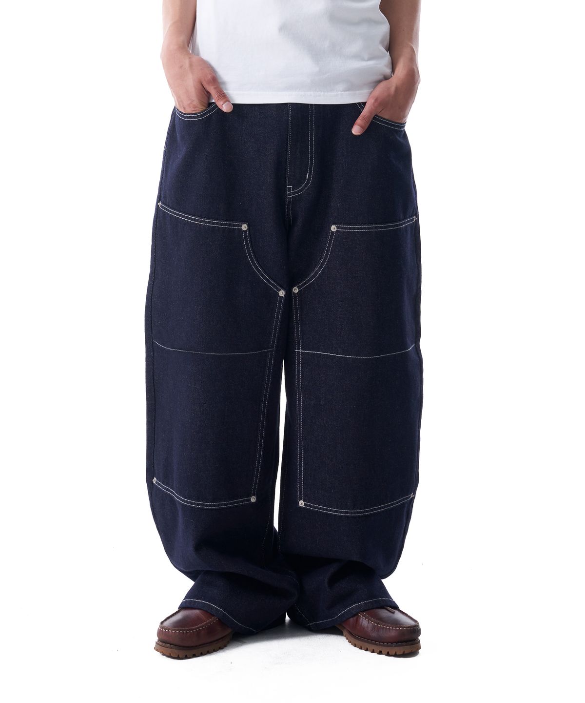 아캄(AAKAM) Double Knee Denim Pants (Dark Blue)