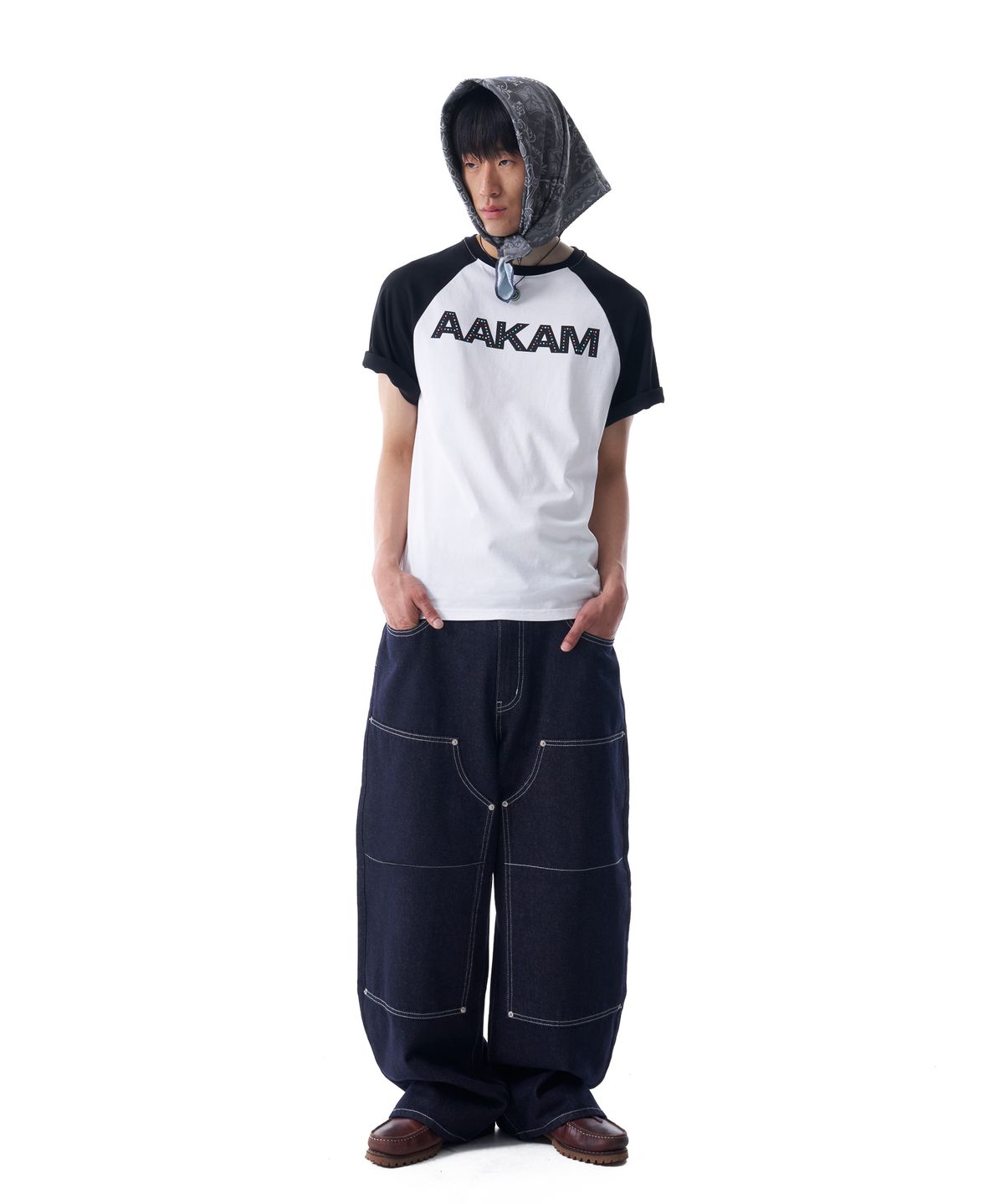 아캄(AAKAM) Double Knee Denim Pants (Dark Blue)