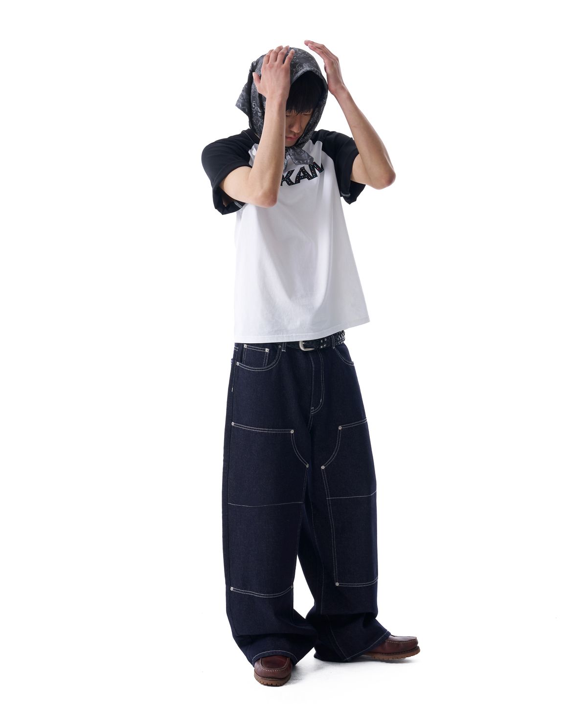 아캄(AAKAM) Double Knee Denim Pants (Dark Blue)