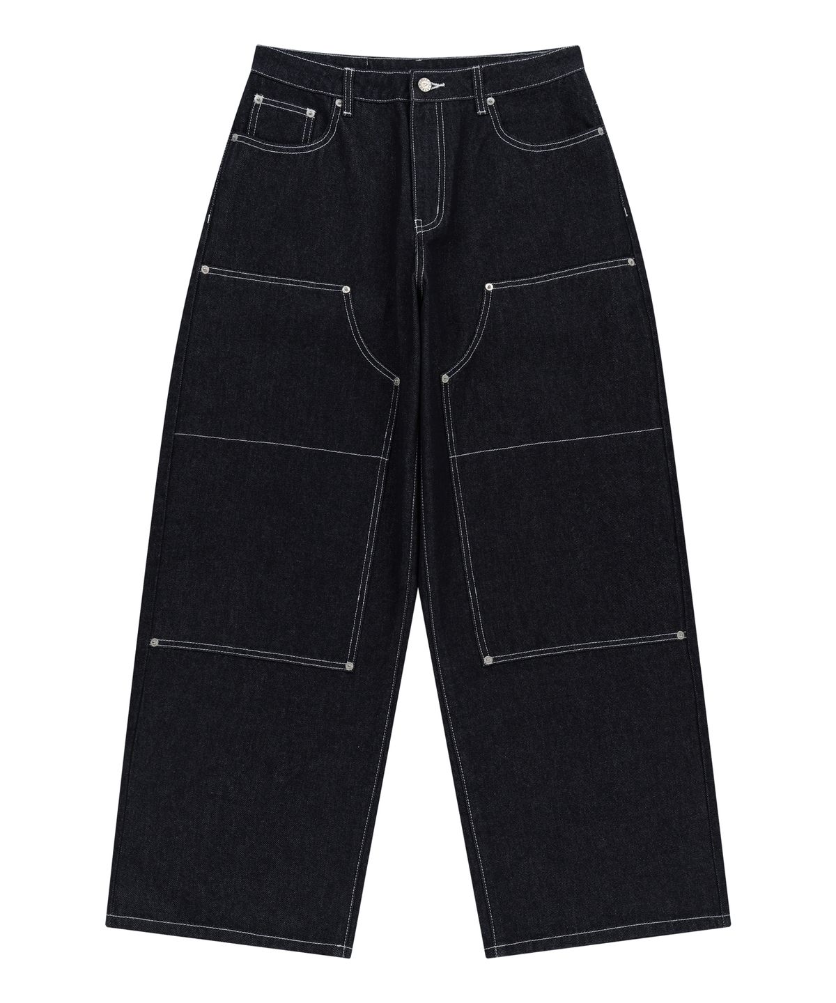 아캄(AAKAM) Double Knee Denim Pants (Dark Blue)