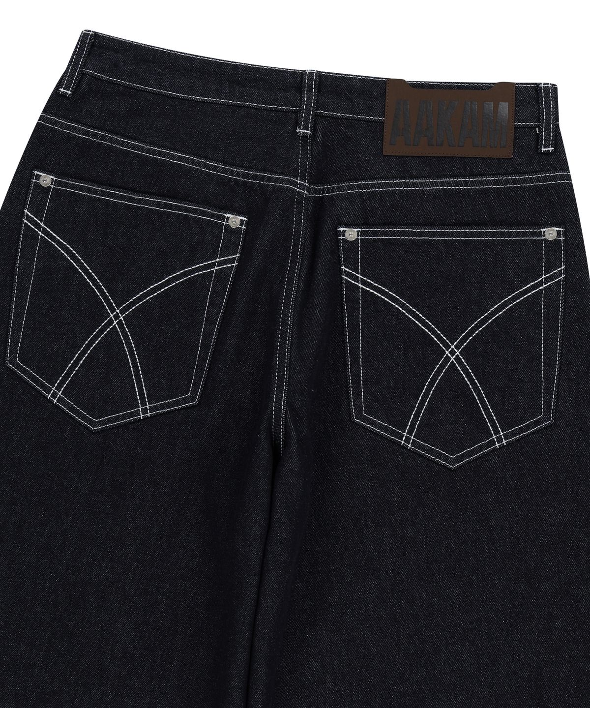 아캄(AAKAM) Double Knee Denim Pants (Dark Blue)