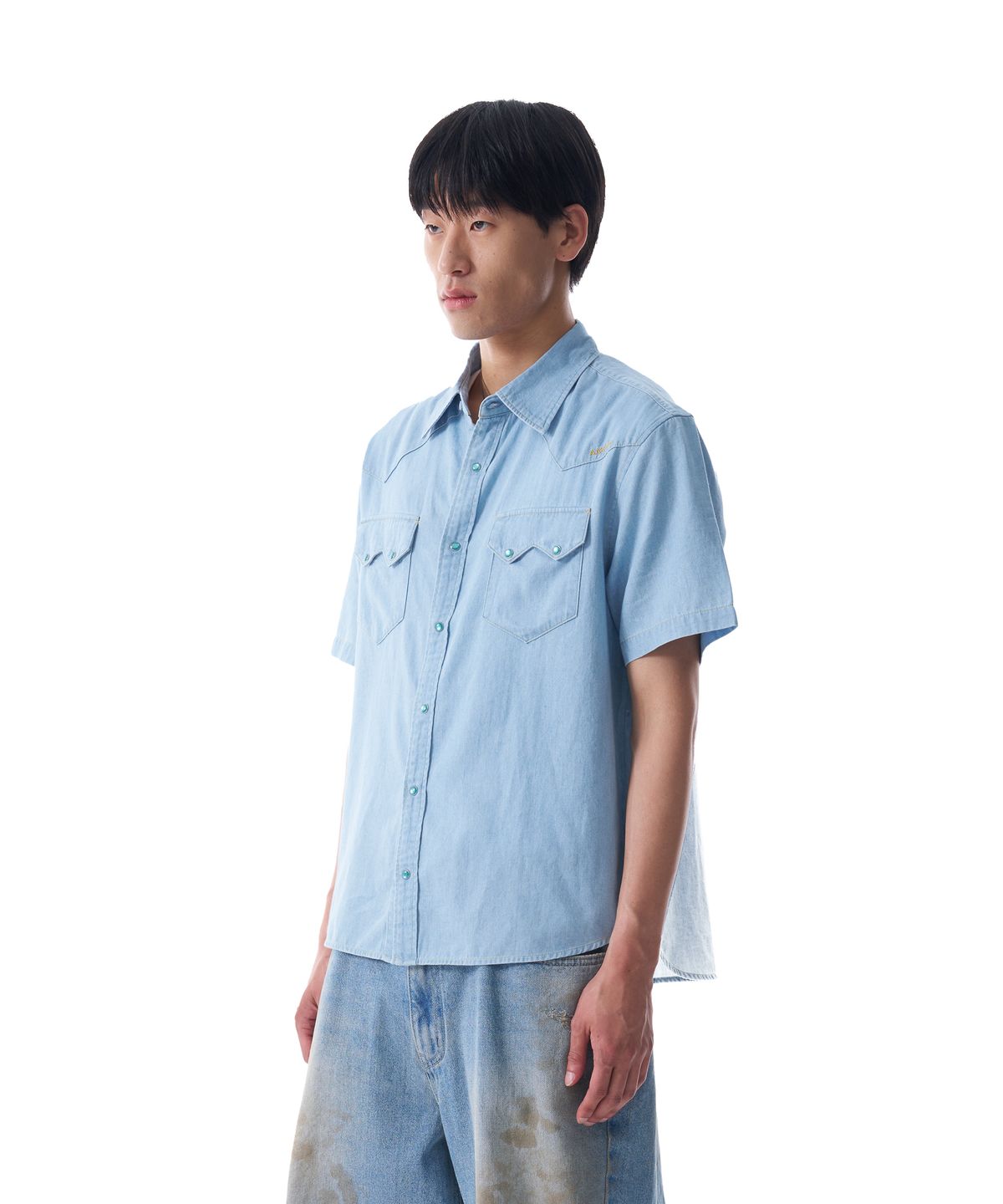 아캄(AAKAM) Denim Western Shirts (Washed Blue)