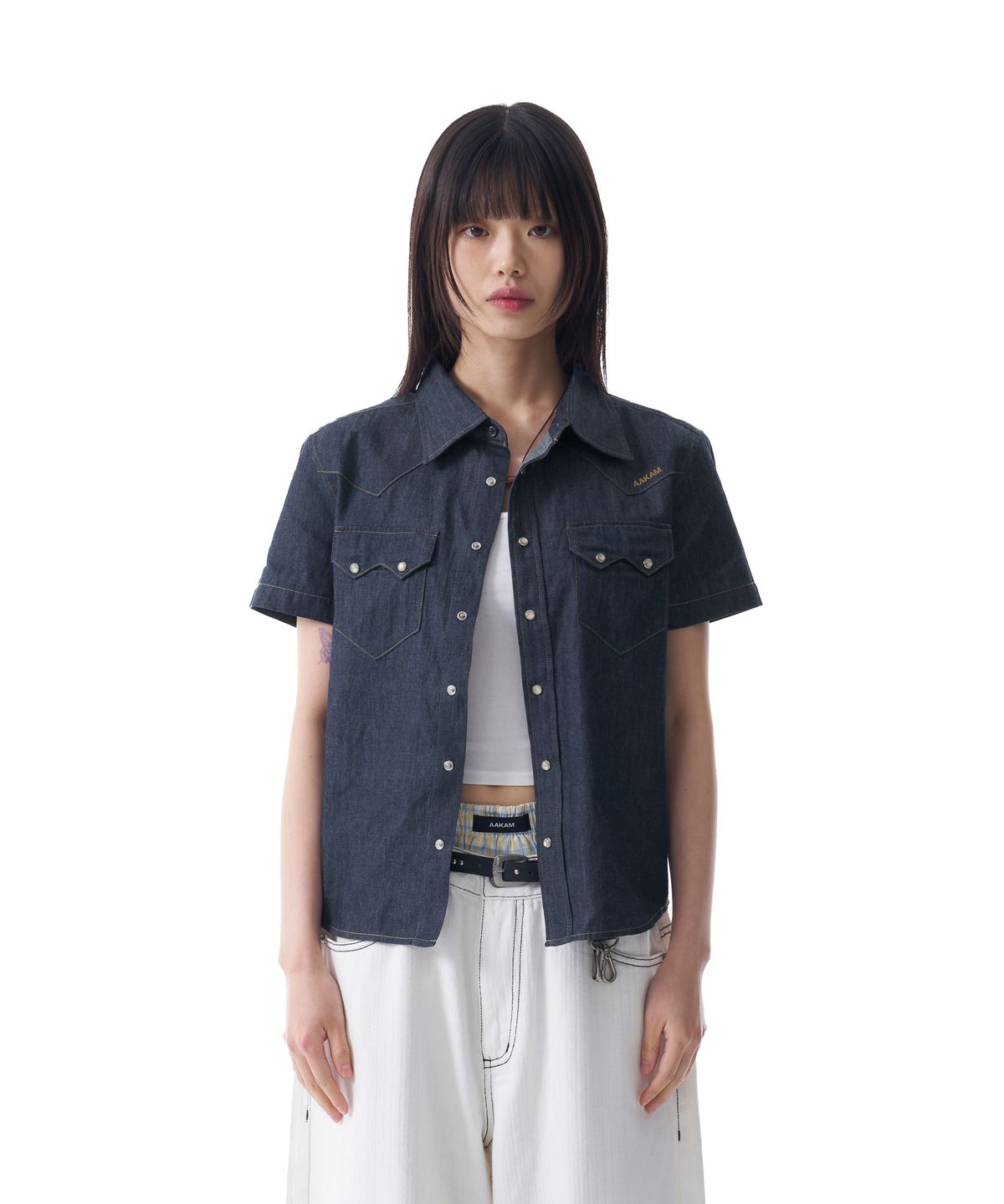 아캄(AAKAM) Denim Western Shirts (Indigo)