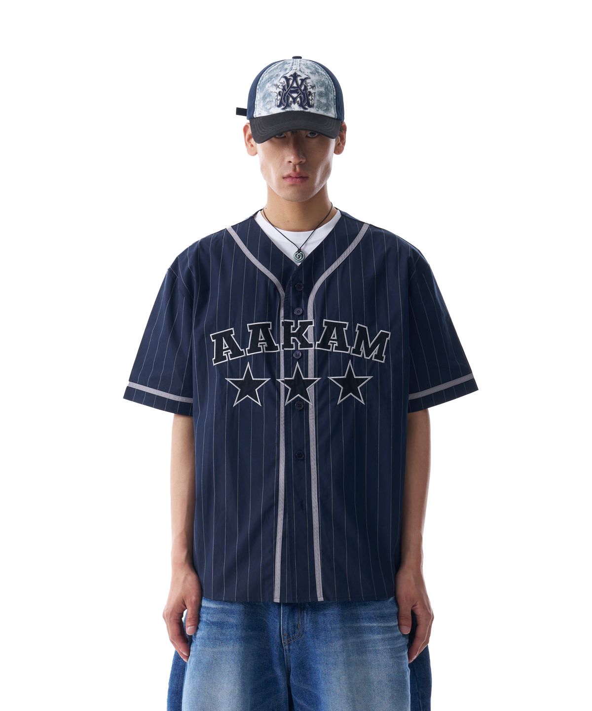 아캄(AAKAM) Cotton Baseball Jersey (Navy)