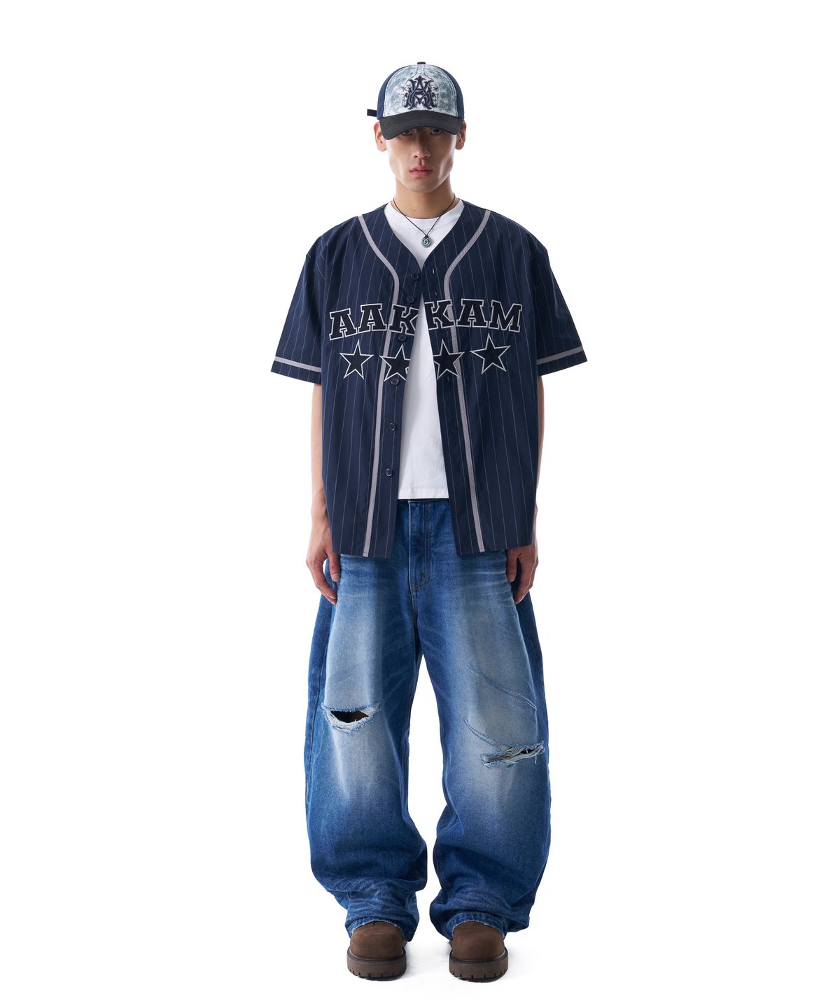 아캄(AAKAM) Cotton Baseball Jersey (Navy)