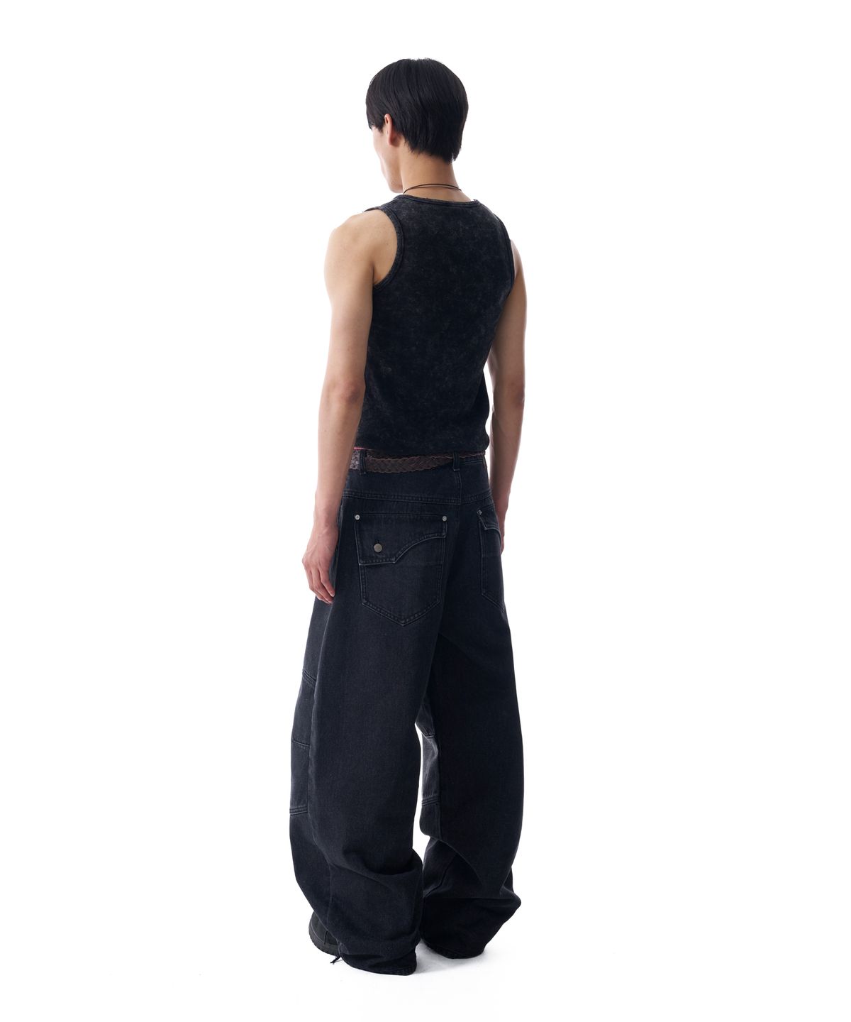 아캄(AAKAM) Vintage Washed Slit Sleeveless (Dark Gray)
