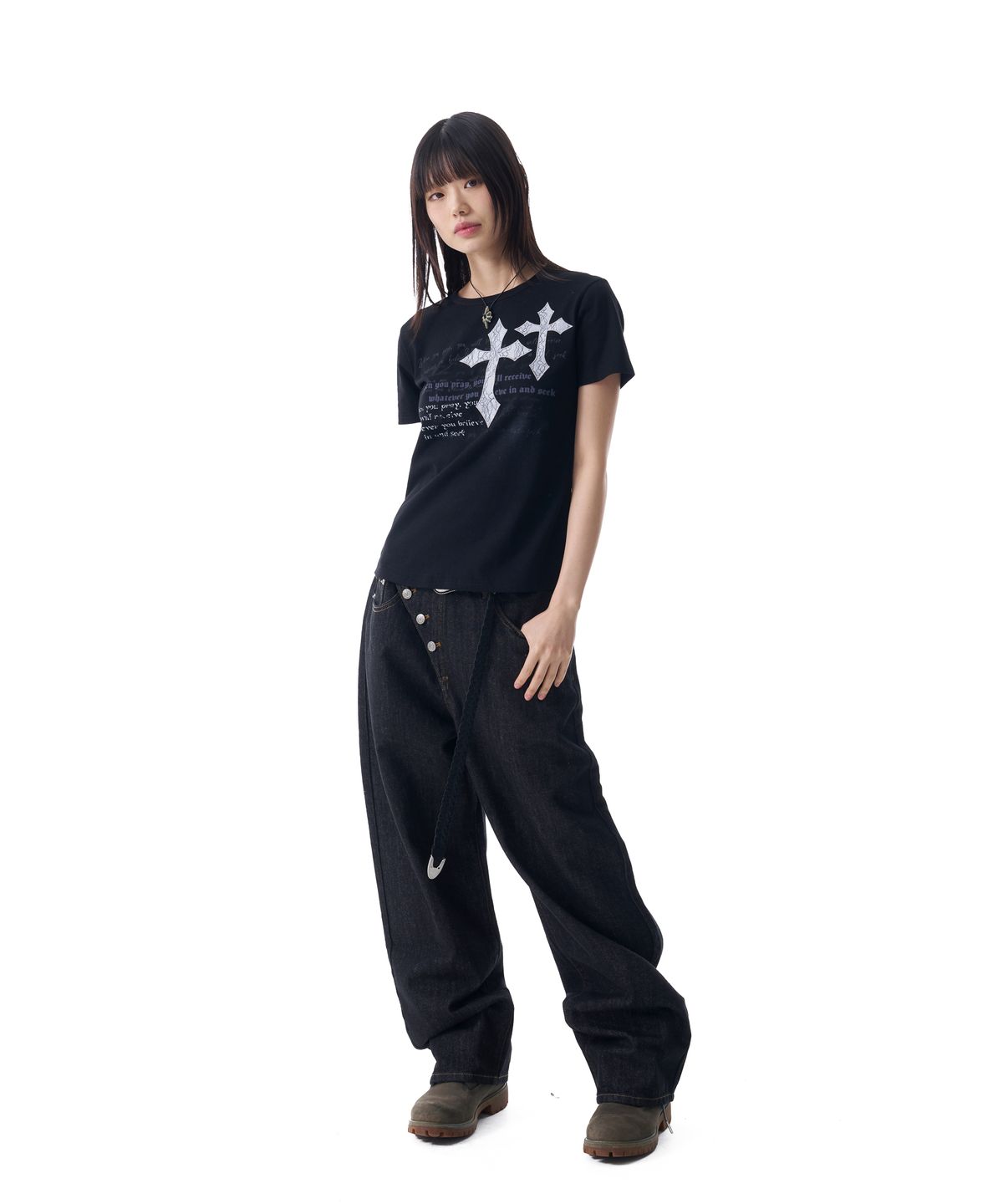 아캄(AAKAM) Laced CROS2 Patch Half Top (Black)