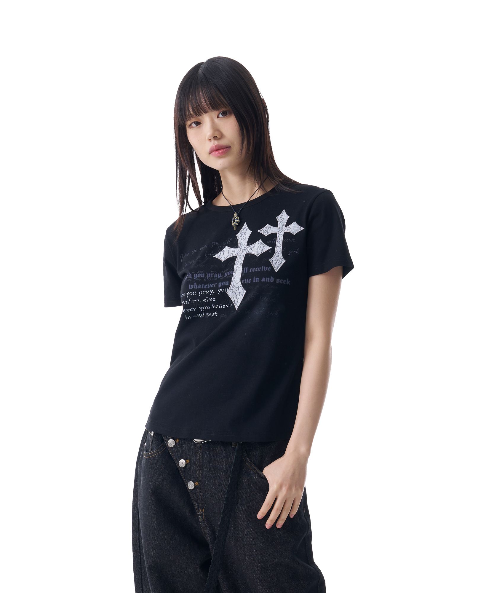 【AAKAM】LACED CROS2 PATCH HALF TOP 2色 MUSINSA | AAKAM Laced CROS2 Patch Half Top (Black)