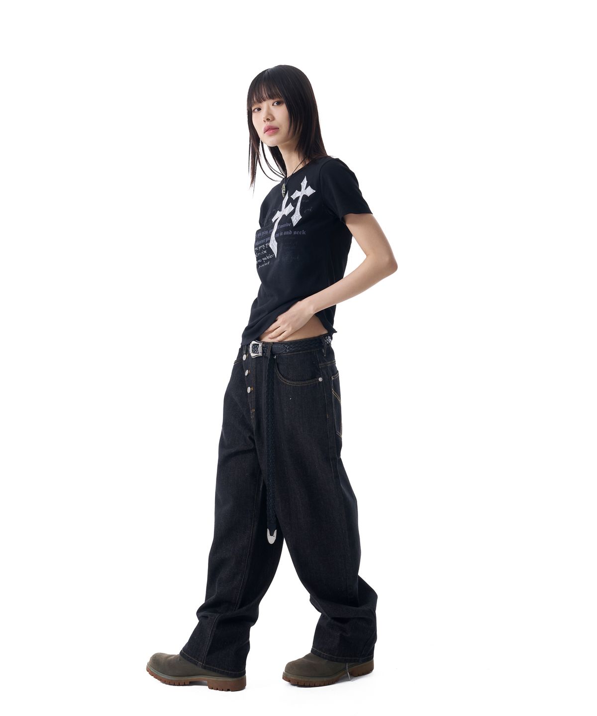 아캄(AAKAM) Laced CROS2 Patch Half Top (Black)
