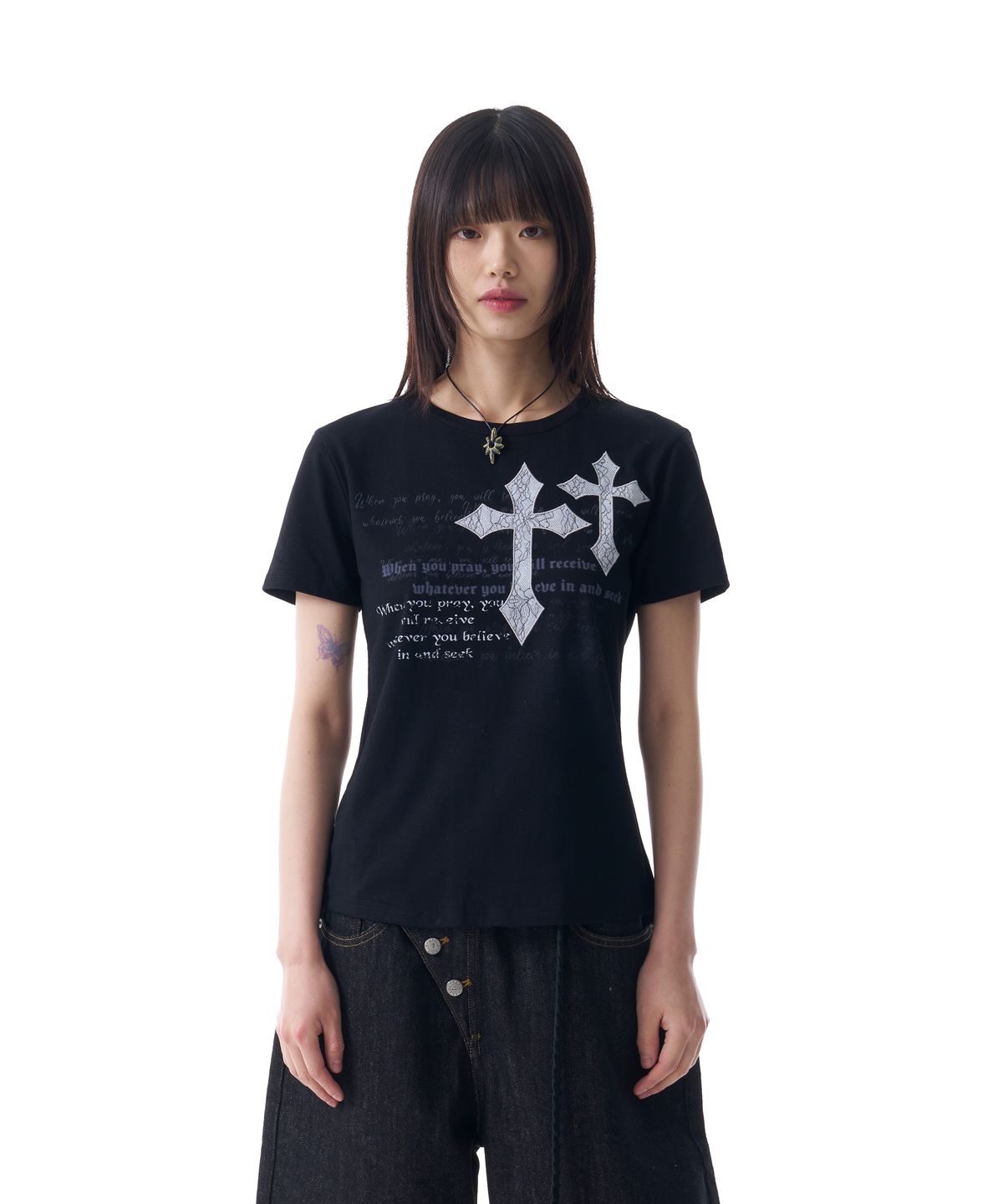 아캄(AAKAM) Laced CROS2 Patch Half Top (Black)