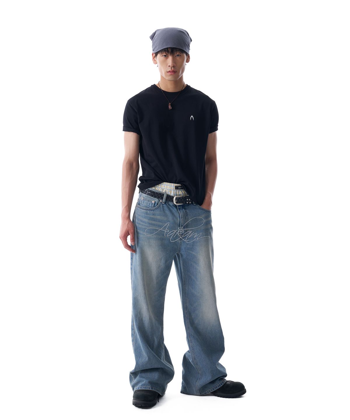 아캄(AAKAM) [2PACK] Fitted Half Top (Black&White)