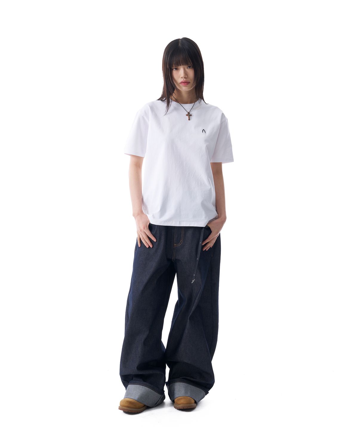 아캄(AAKAM) [2PACK] Fitted Half Top (Black&White)
