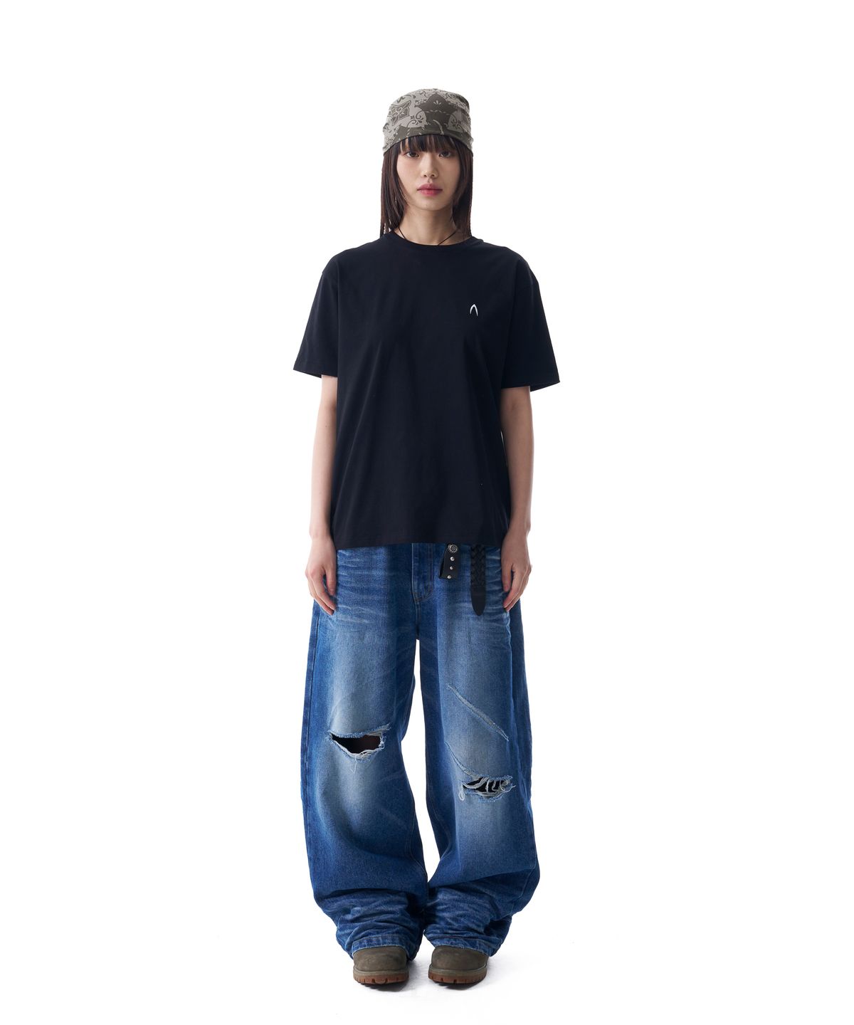 아캄(AAKAM) [2PACK] Fitted Half Top (Black)