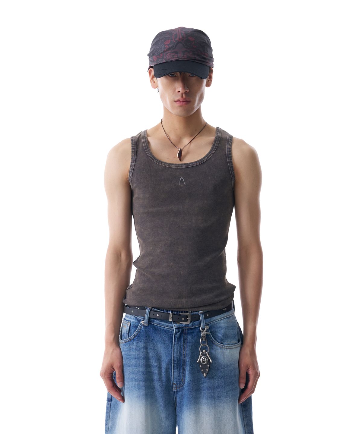 아캄(AAKAM) Vintage Washed Logo Sleeveless (Dark Gray)