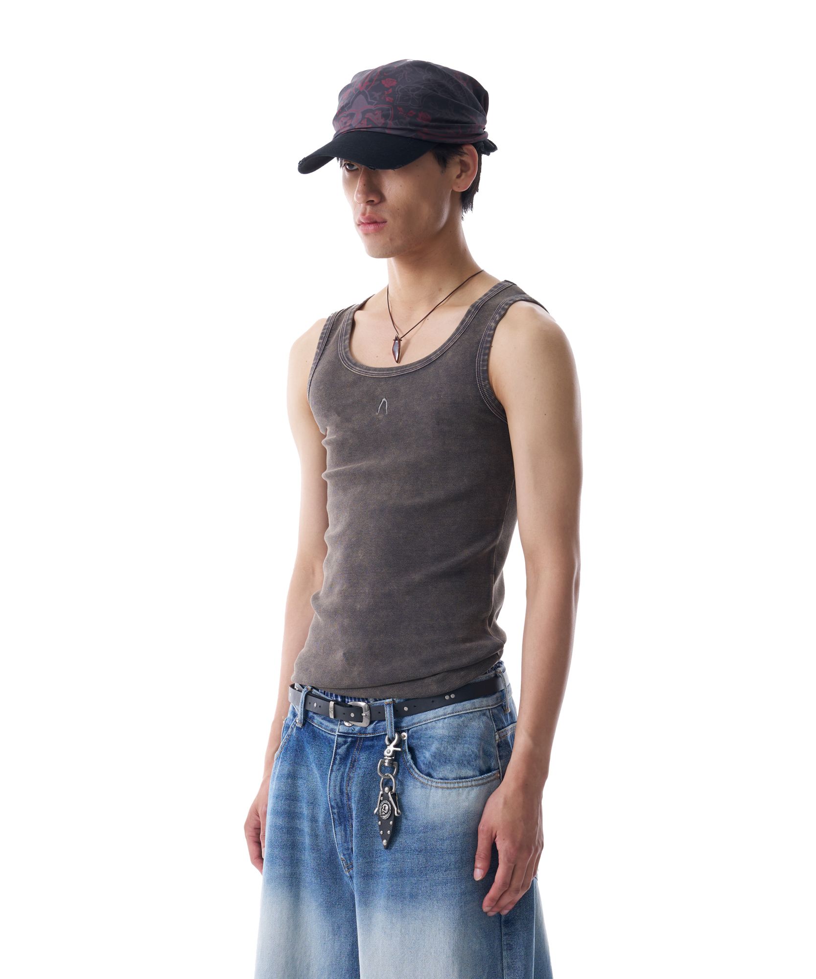 ◆25SS AAKAM Distressed Logo Sleeveless/2色◆ MUSINSA | AAKAM Distressed Logo Sleeveless (Brown)