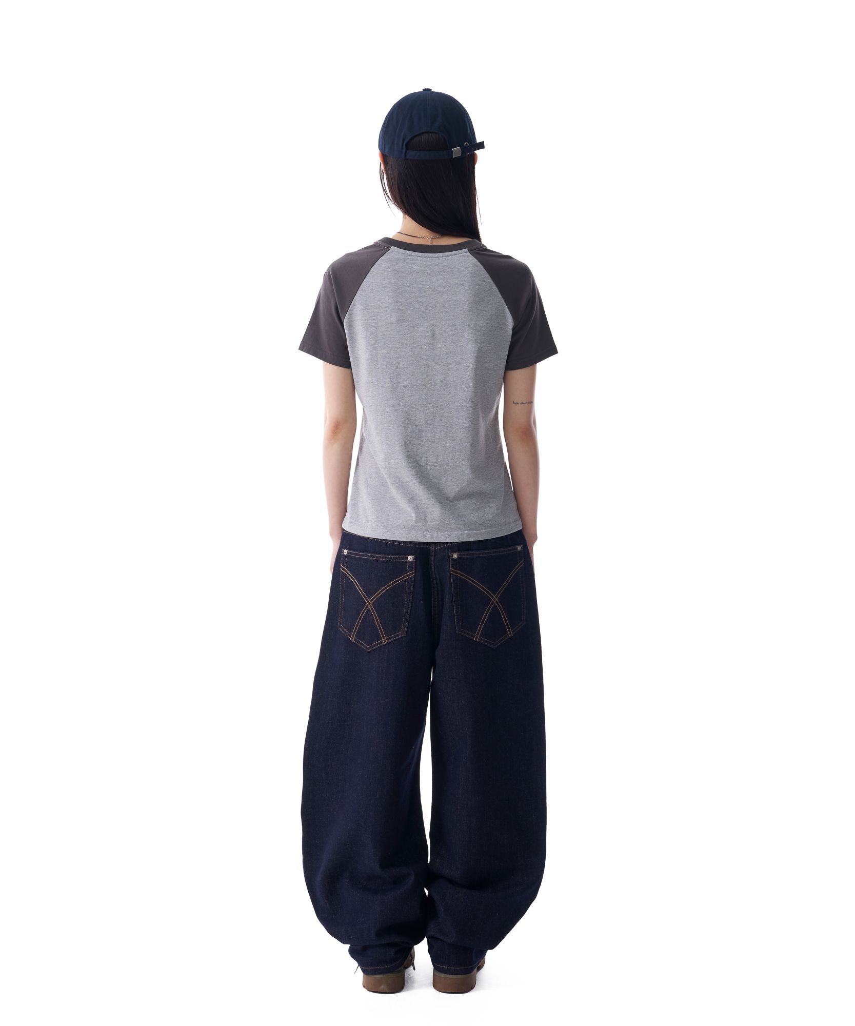 ◆25SS AAKAM Rhinestone Graphic Raglan Half Top/2色◆ MUSINSA | AAKAM Rhinestone Graphic Raglan Half Top (Navy)