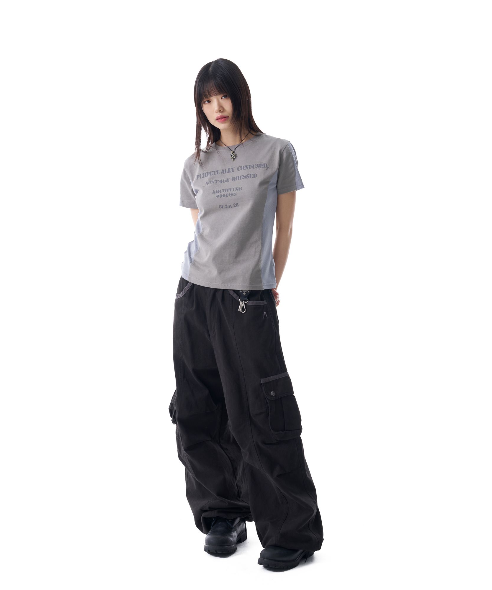 MUSINSA | AAKAM Meshed Force Half Top (Gray)